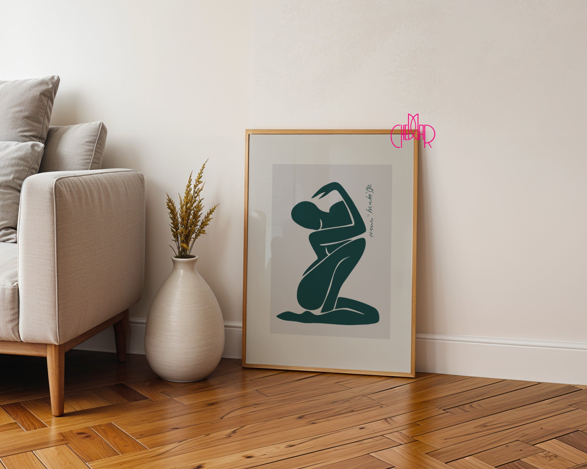 Matisse Green Nude – Minimalist Sage Abstract Poster