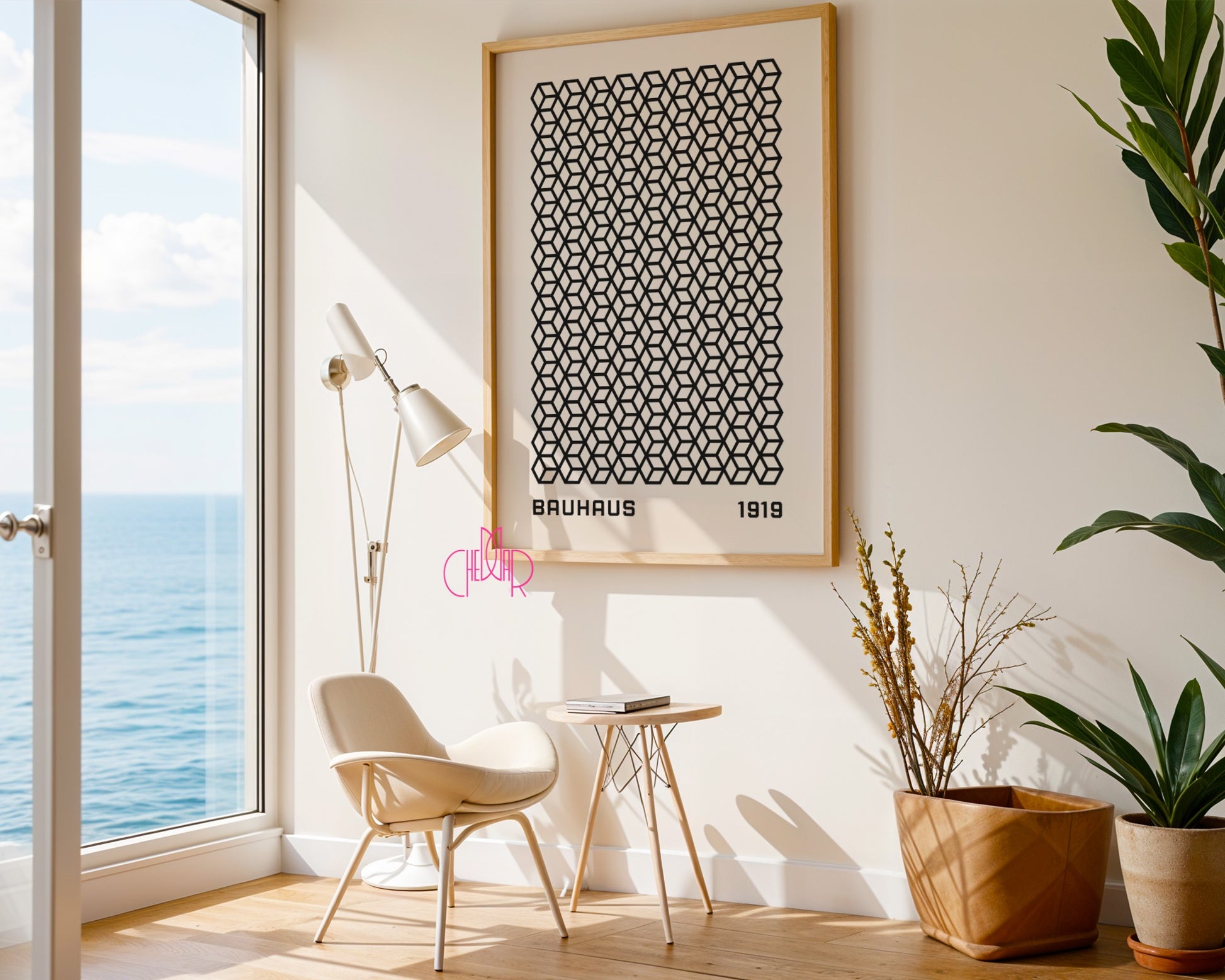 Plakat Bauhaus- geometryczne kształty, wystawa 1919, retro, vintage,