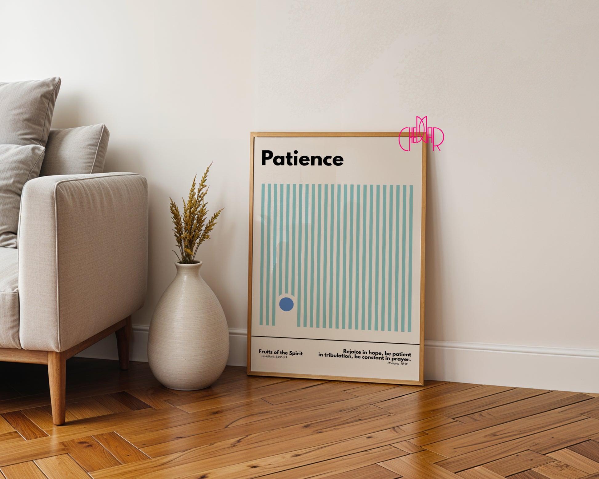 Plakat z serii Bauhaus- Dary Ducha Świętego- cierpliowść