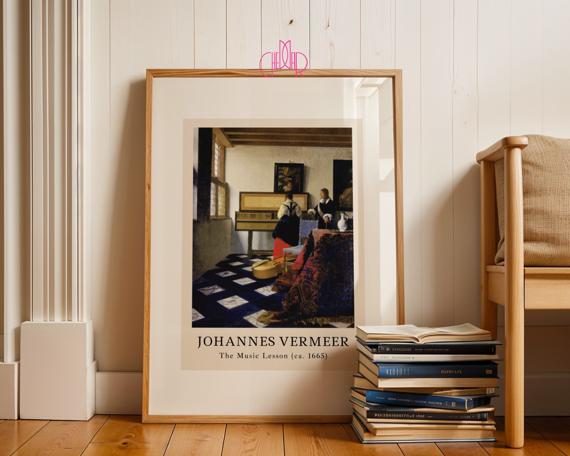 Plakat Johannes Vermeer Lekcja Muzyki, pianino, sztuka, Vintage