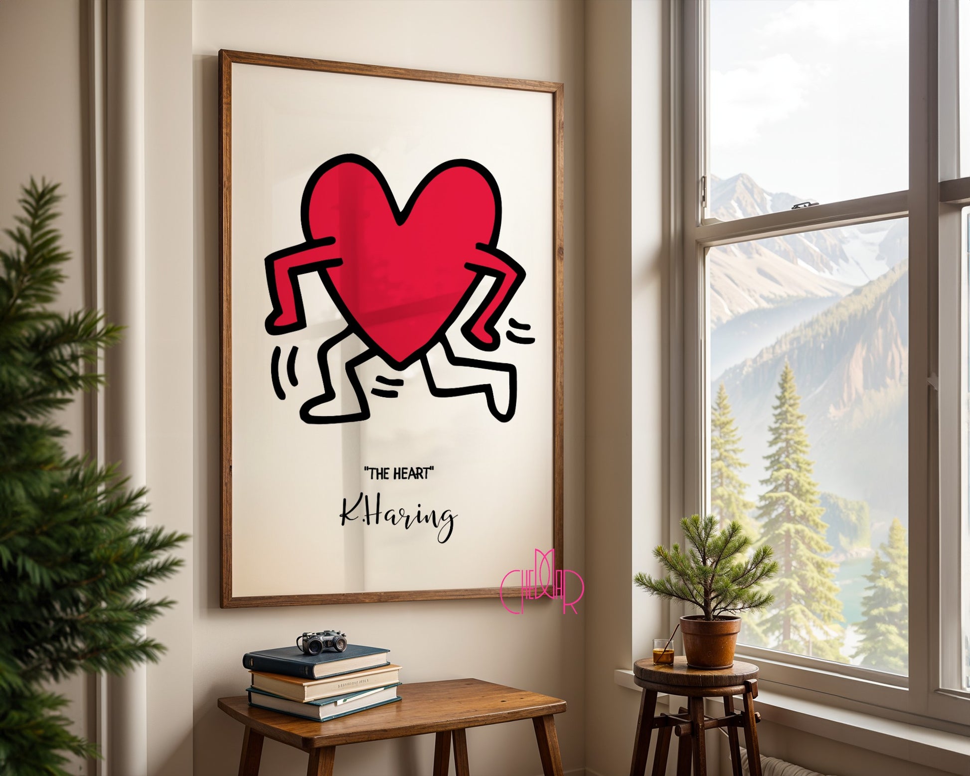 Plakat Keith Haring The Heart, serce z nogami, street art, pop art