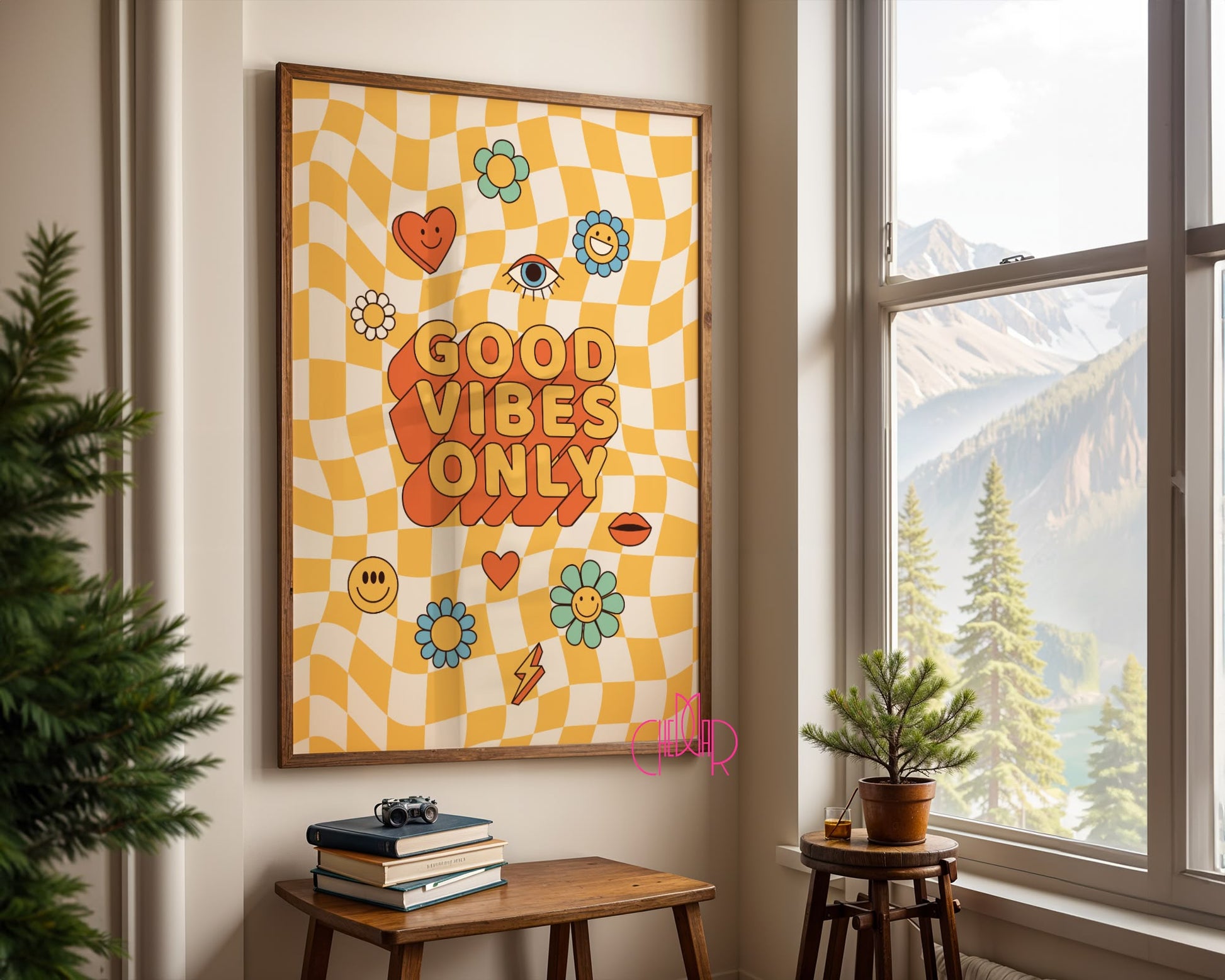 Good Vibes Only – Retro Checkered