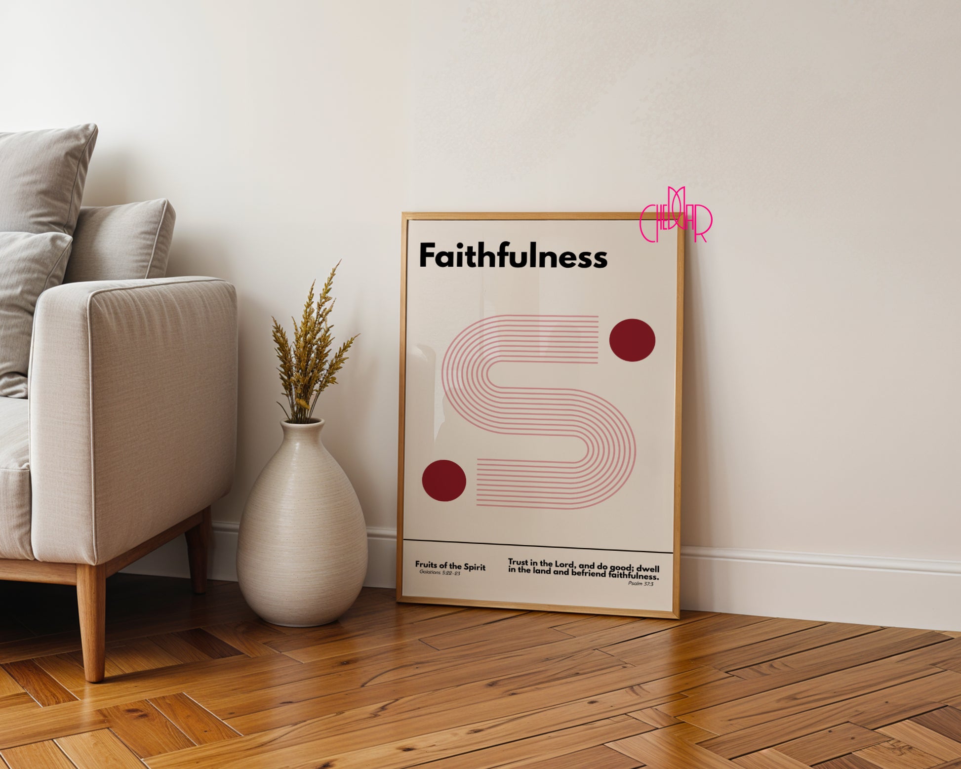 Plakat w stylu Bauhaus seria Dary Ducha Świętego- wierność.