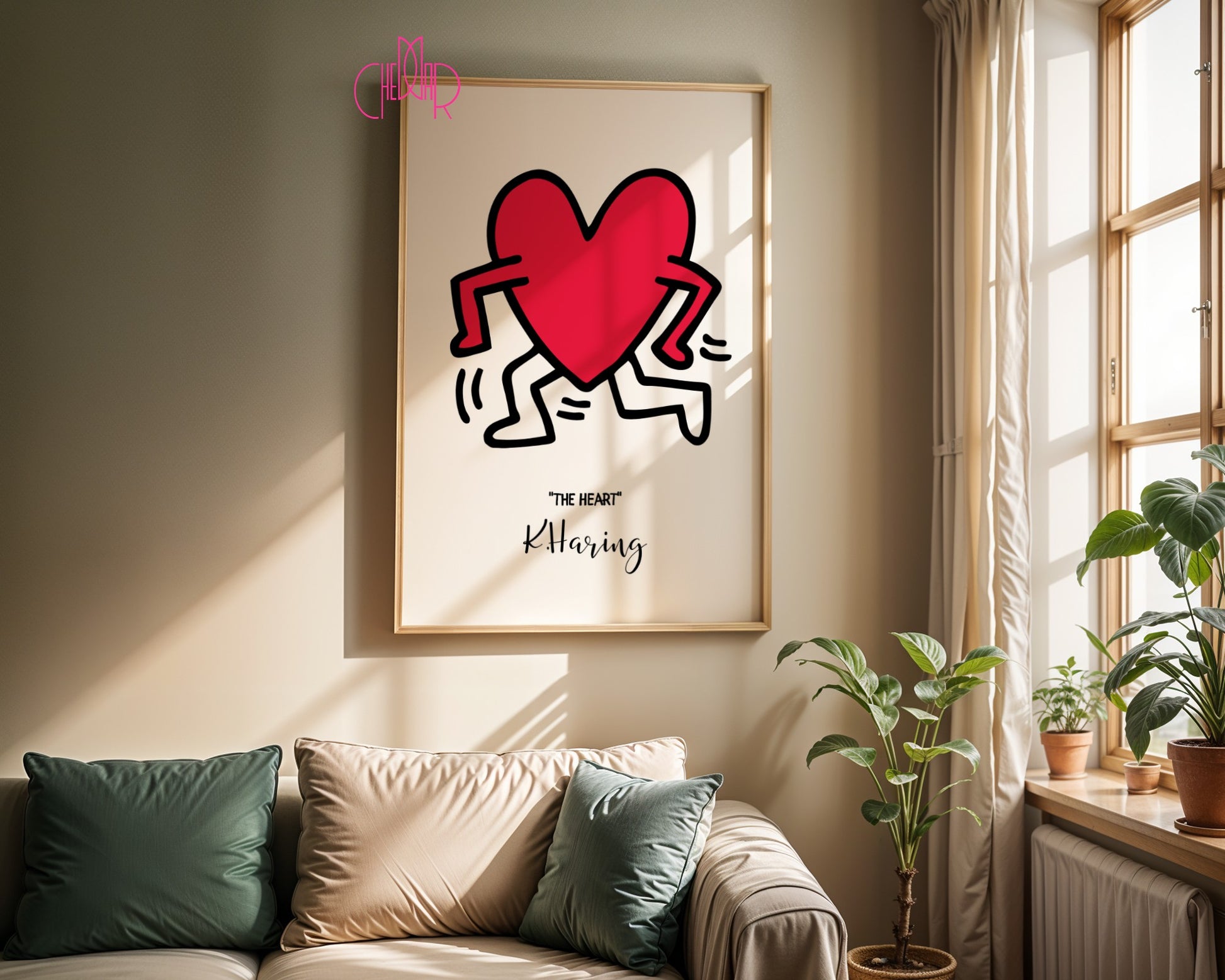 Plakat Keith Haring The Heart, serce z nogami, street art, pop art