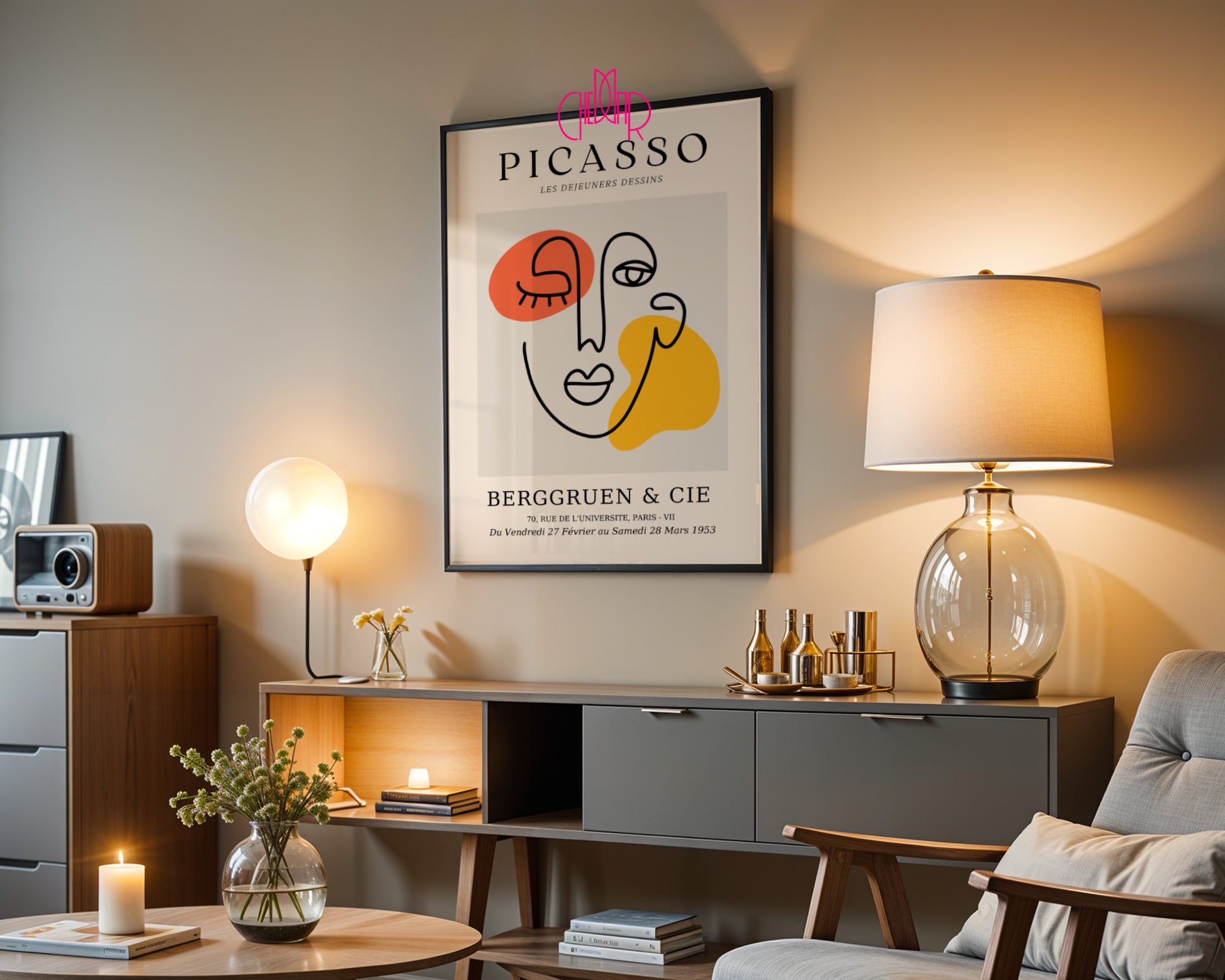 Picasso – Abstract Face & Colorful Shapes Poster