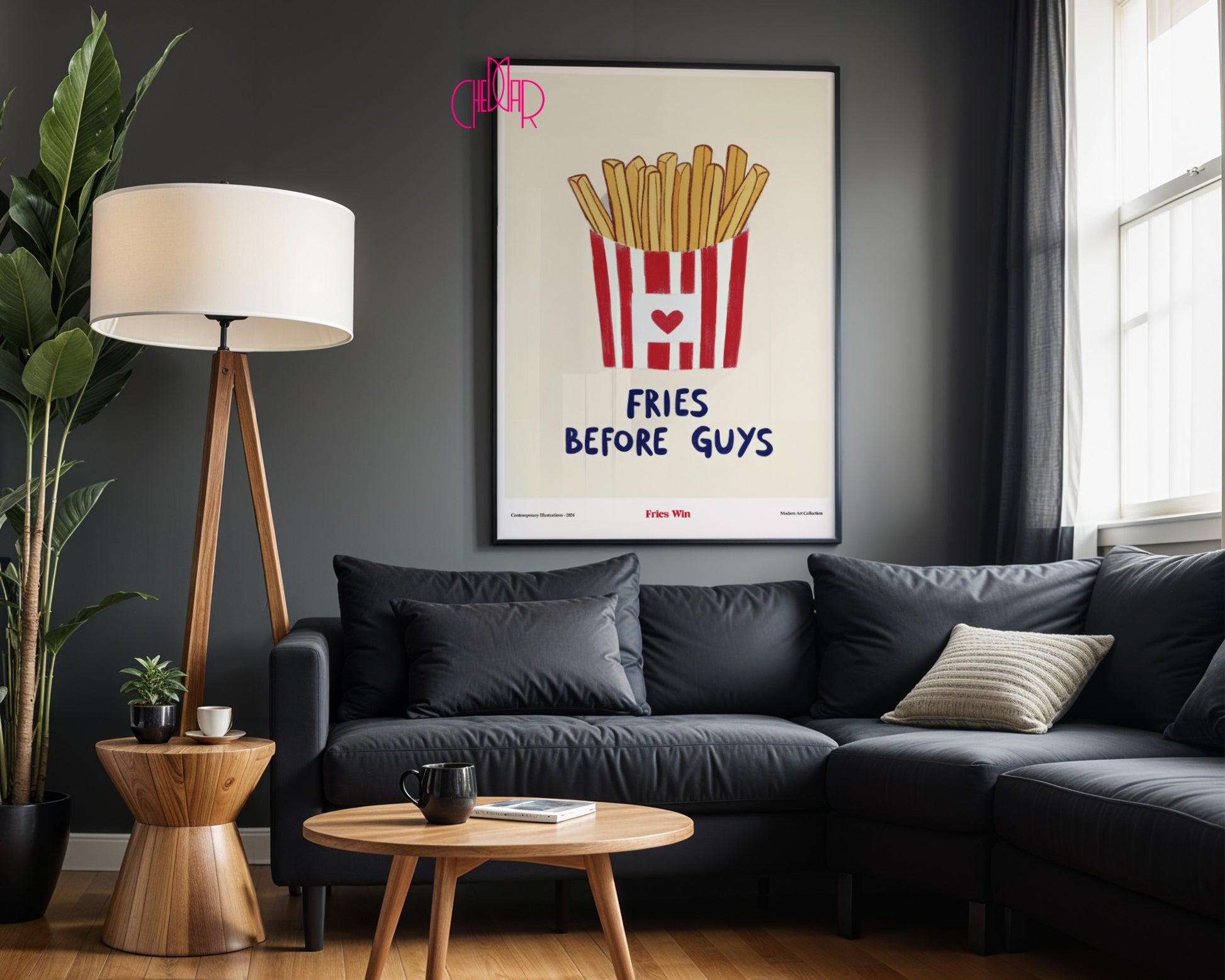 Plakat Fries Before Guys- Fries Win, sztuka współczesna, modernizm