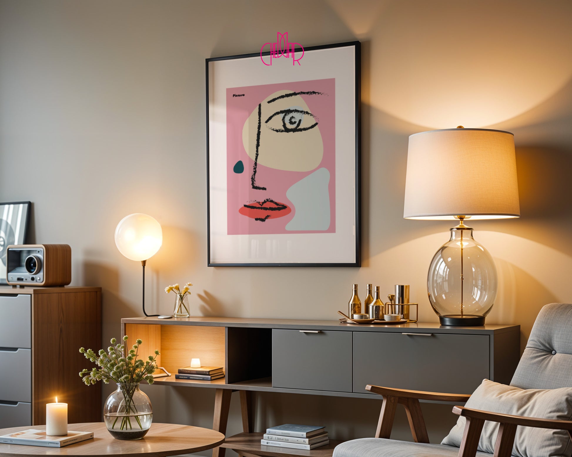 Pablo Picasso – Pink Abstract Face & Bold Expressions