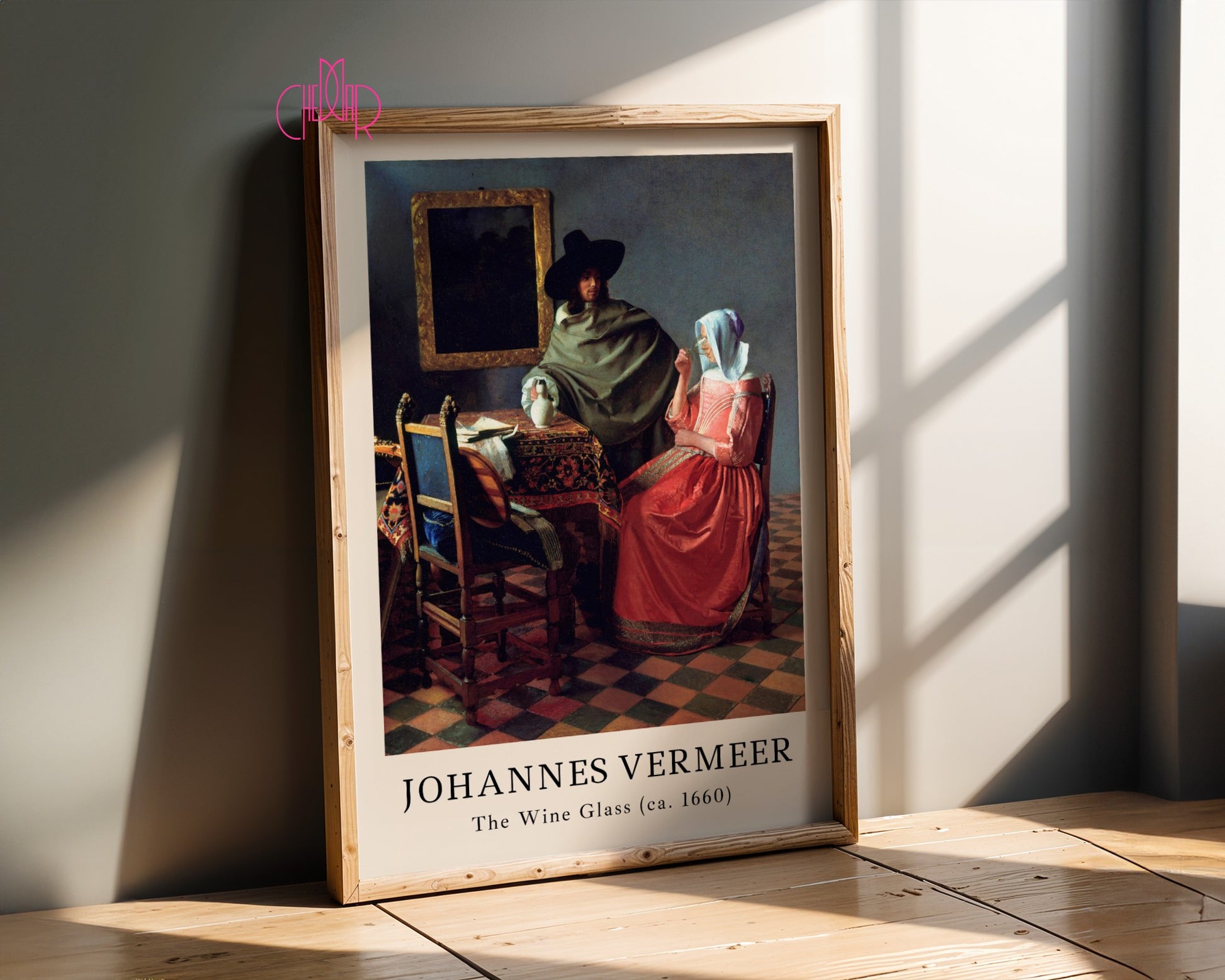 Plakat Johannes Vermeer Lampka Wina, sztuka klasyczna, Vintage