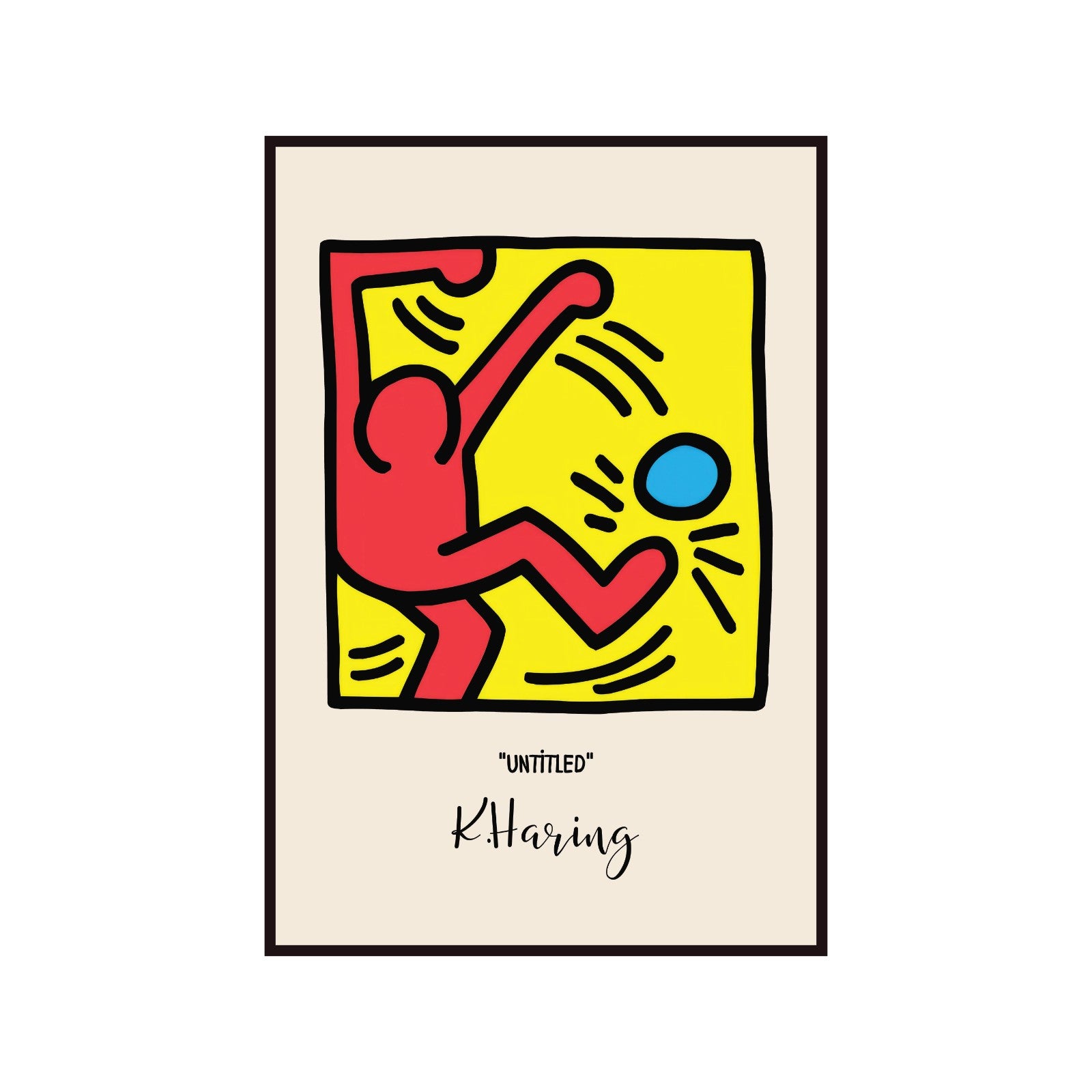 Plakat Keith Haring Untitled, postać z piłką, street art, pop art