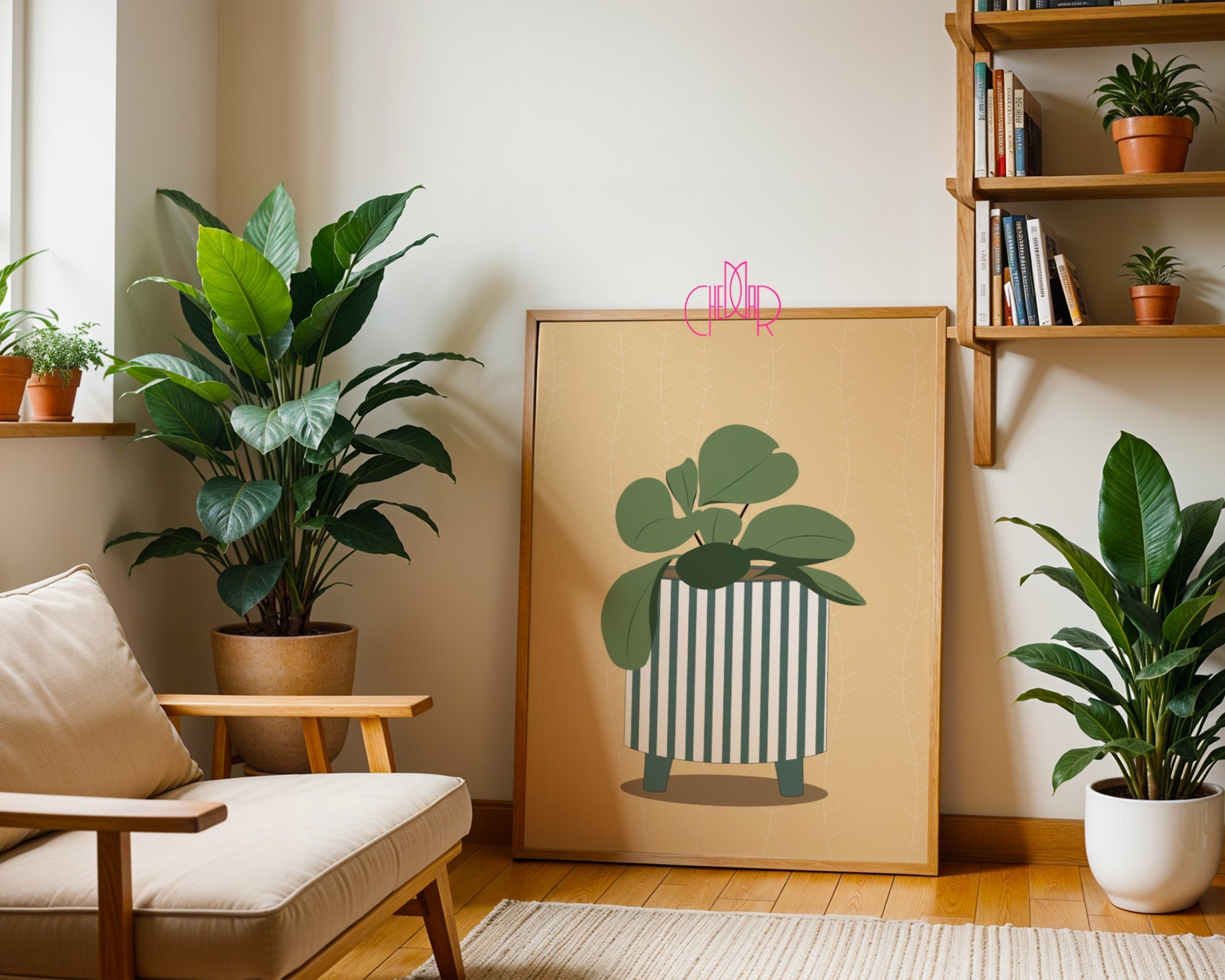 Plakat Modern Art kwiaty w doniczce, sztuka współczesna, boho kwiaty