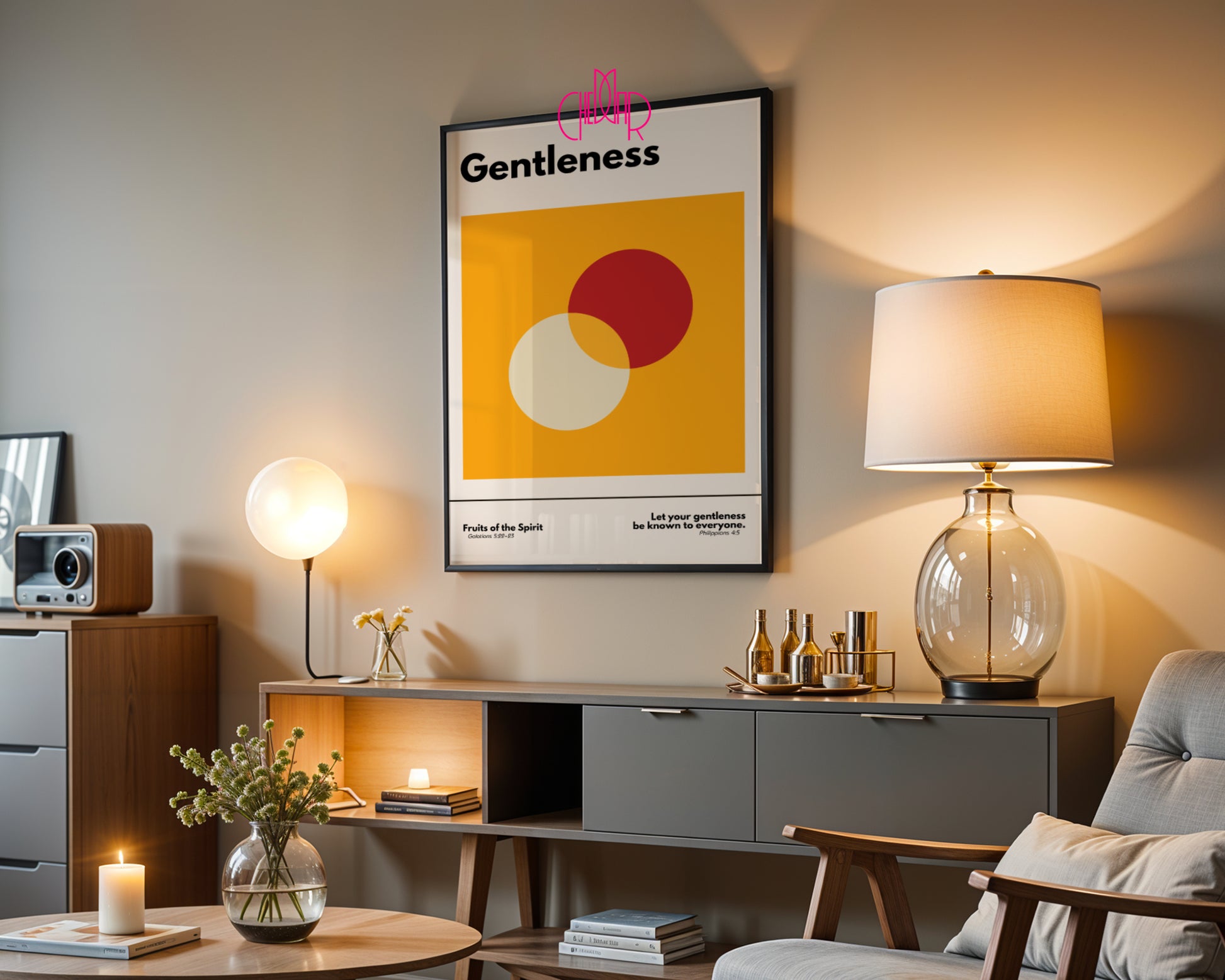 Plakat w stylu Bauhaus, Dary Ducha Świętego-łagodność