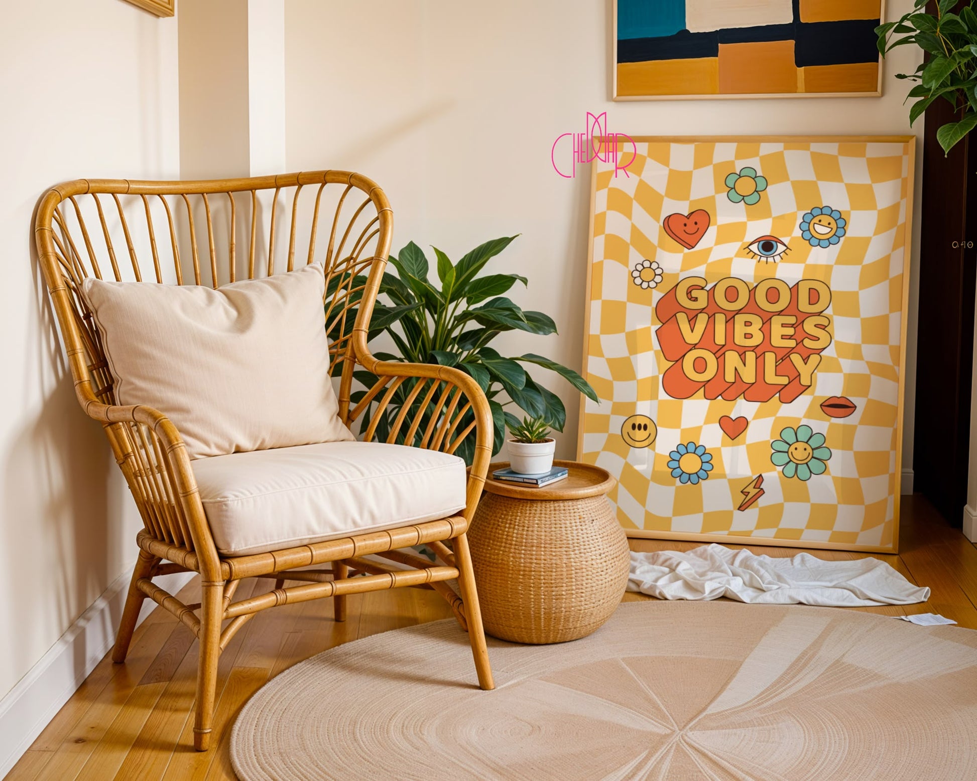 Good Vibes Only – Retro Checkered