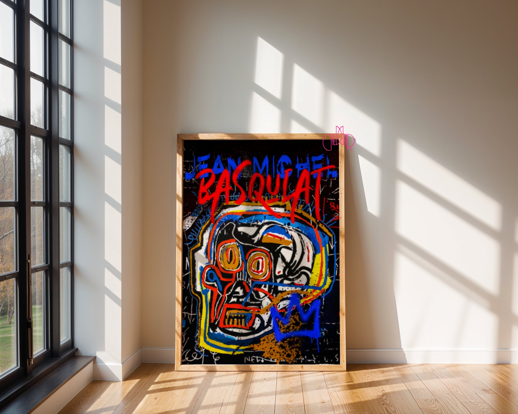 Basquiat – The Neon Skull & Blue Crown
