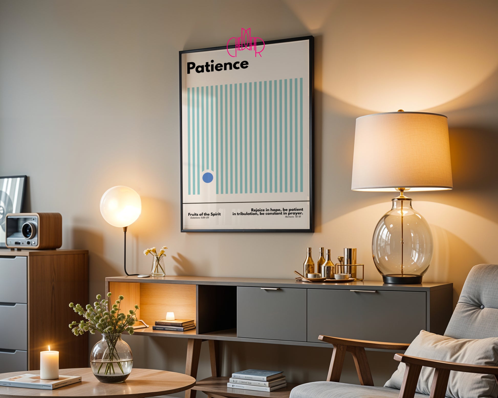 Plakat z serii Bauhaus- Dary Ducha Świętego- cierpliowść