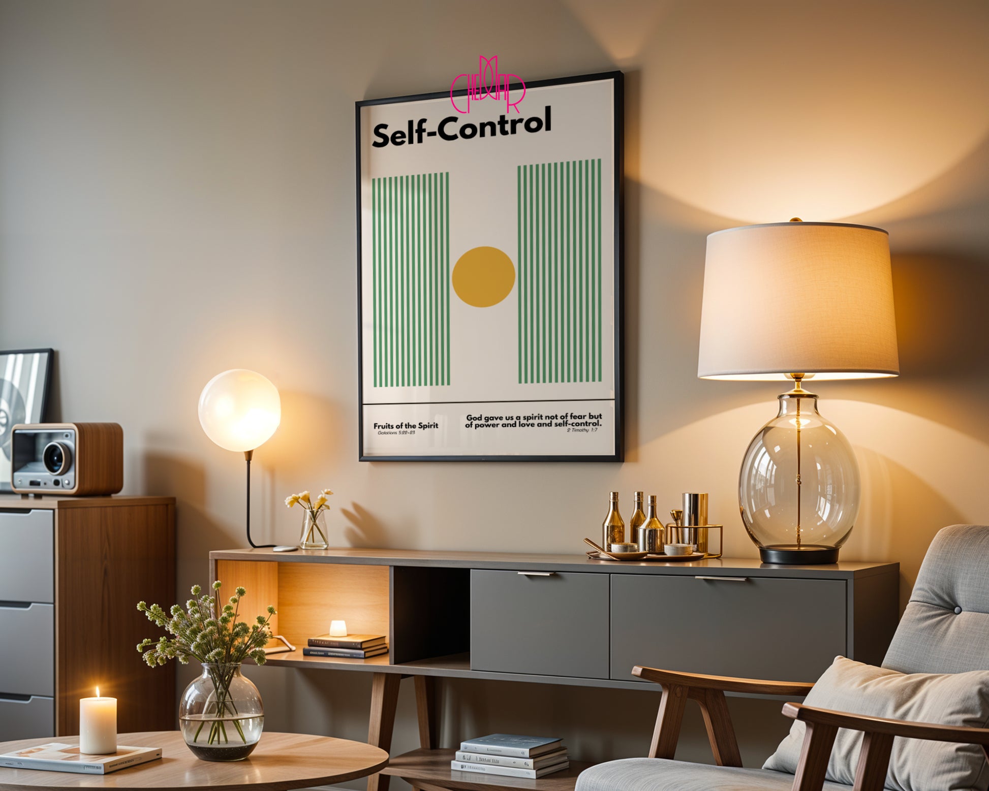 Plakat z serii Bauhaus, Dary Ducha Świętego- samokontrola