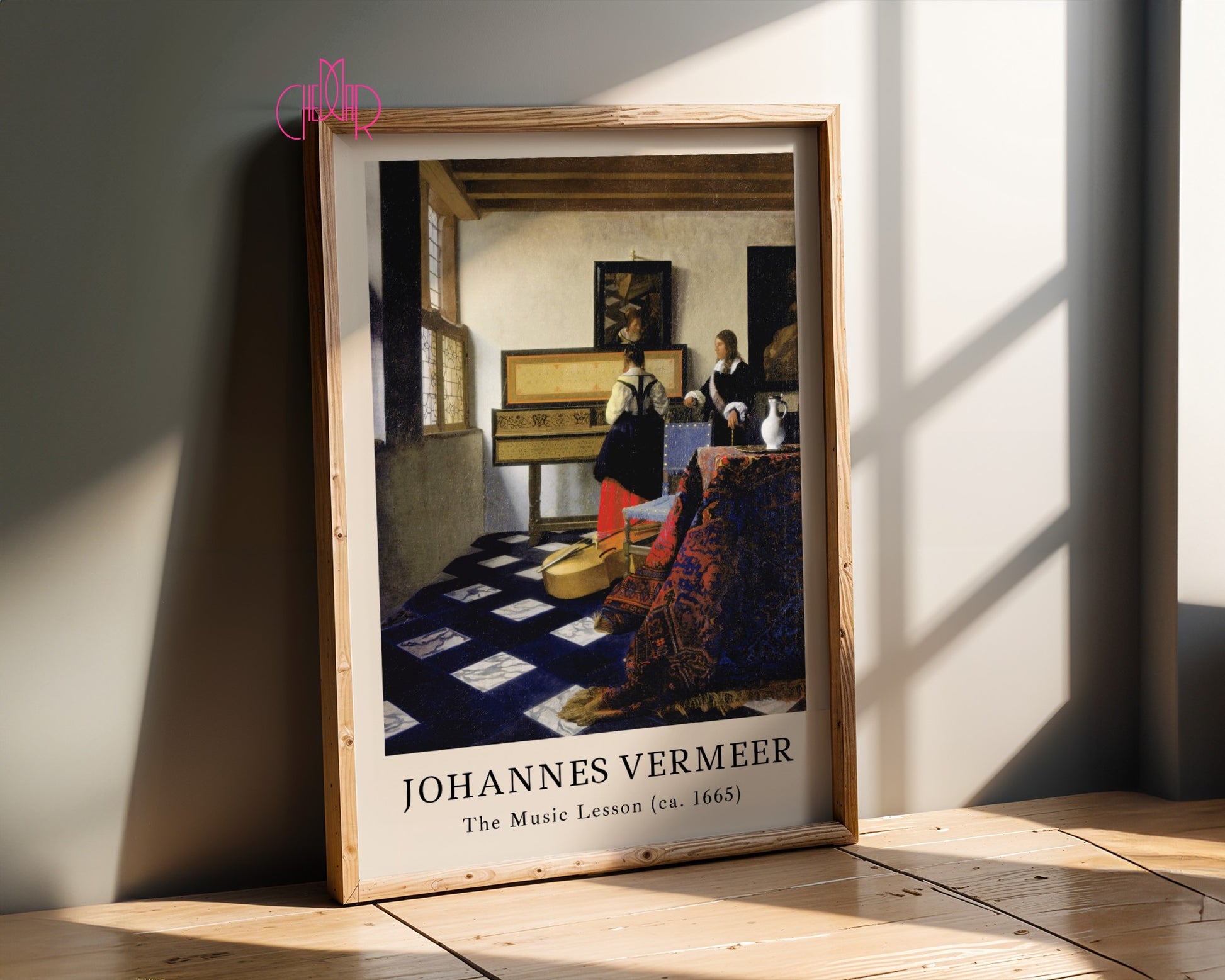 Plakat Johannes Vermeer Lekcja Muzyki, pianino, sztuka, Vintage