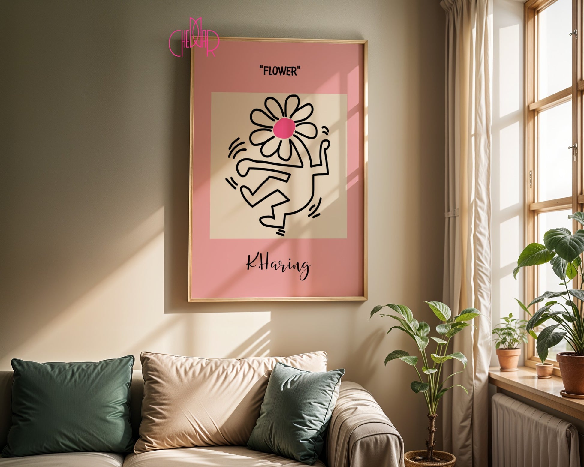 Plakat Keith Haring Flower, tańczący kwiat, street art, pop art