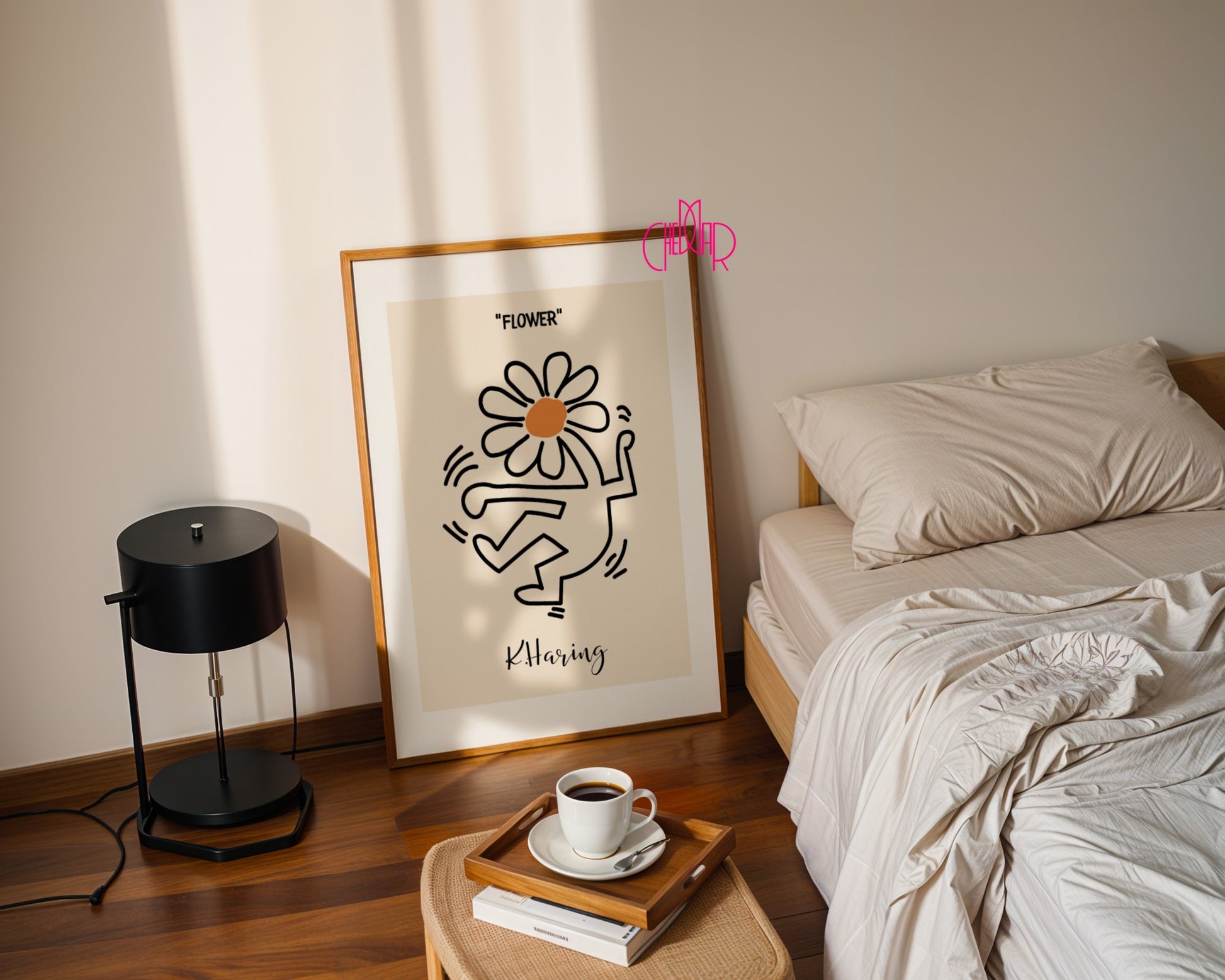 Plakat Keith Haring Flower, kwiat, street art, pop art, modernizm