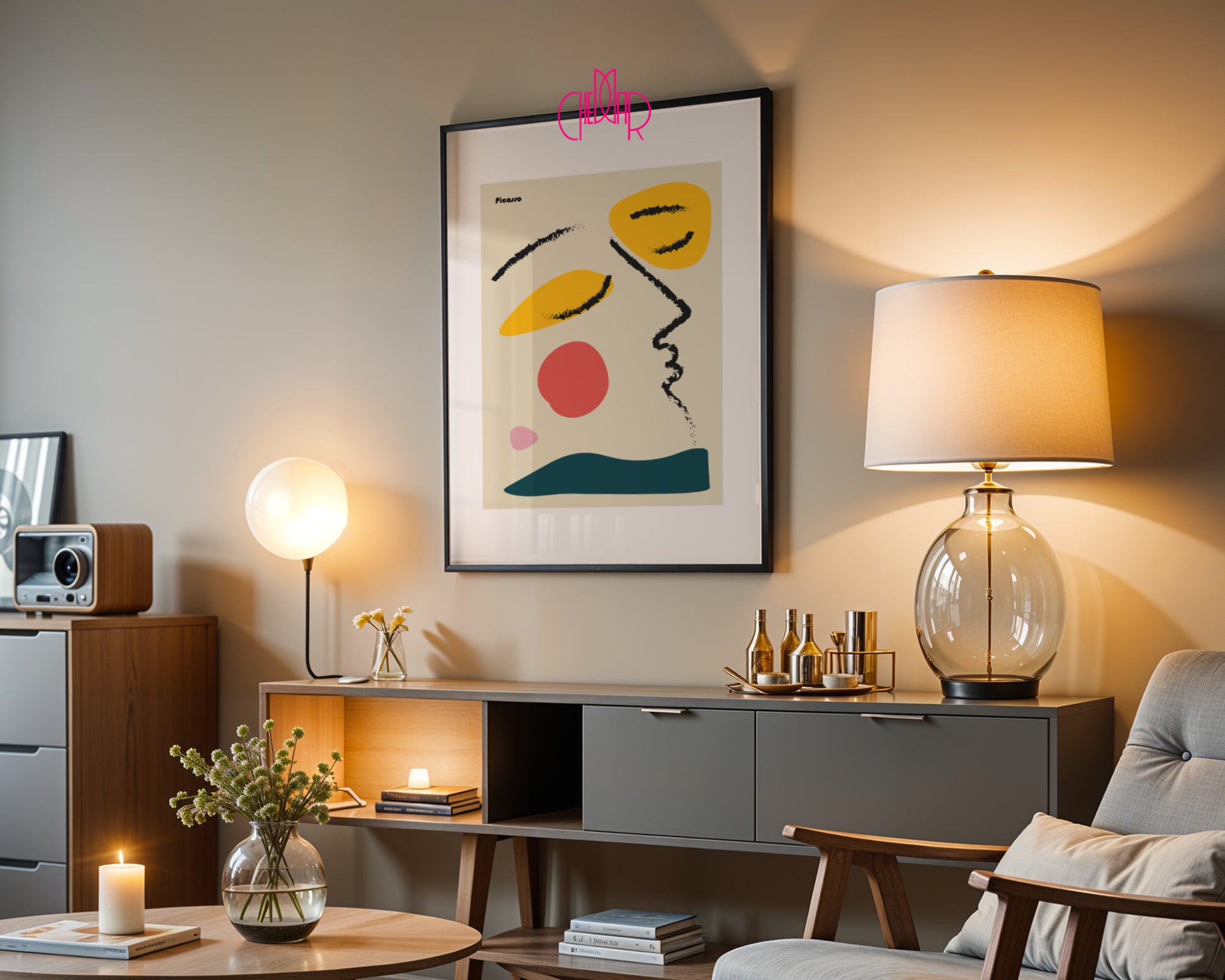 Pablo Picasso – Minimalist Abstract Profile & Warm Shapes