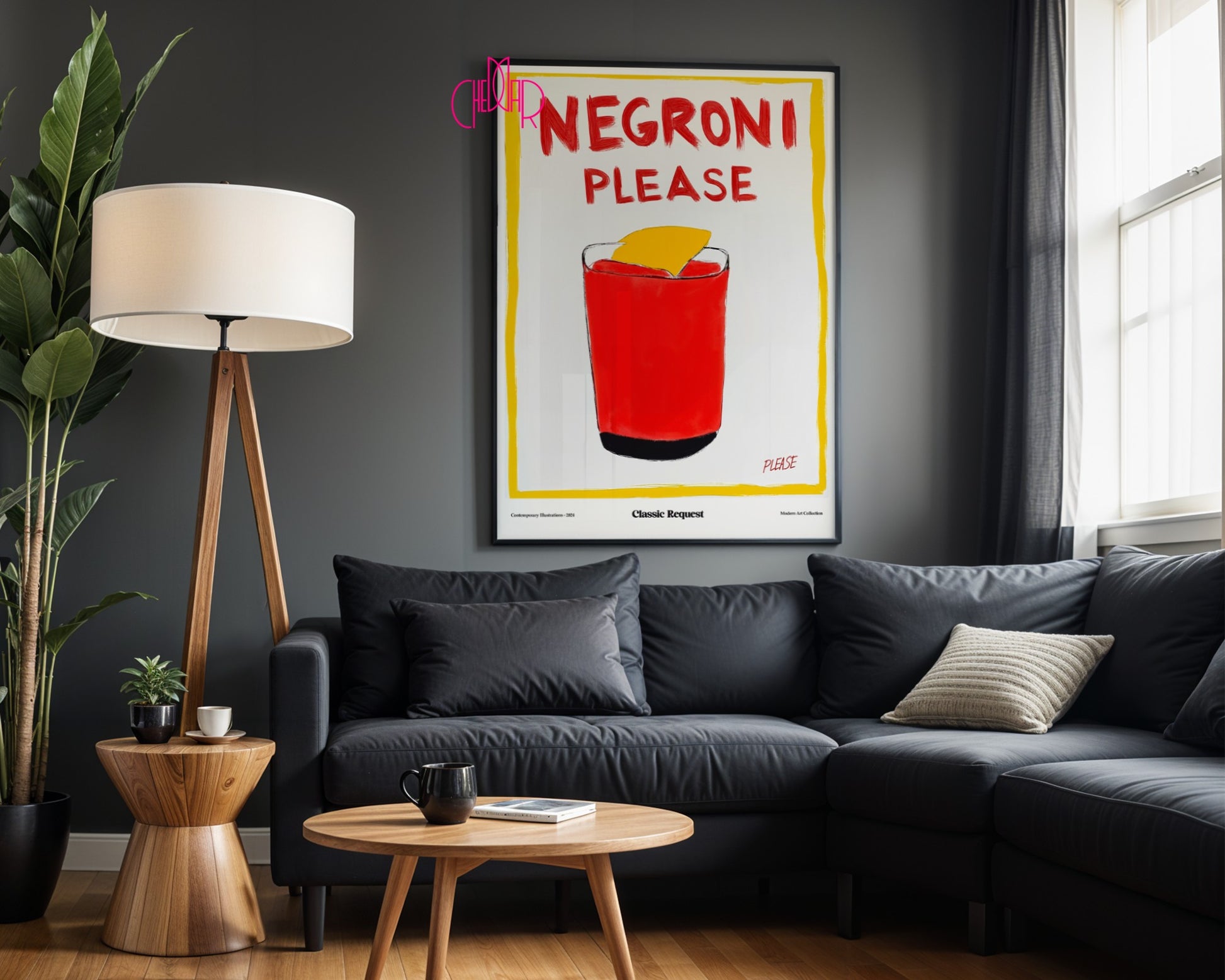 Plakat modernistyczny Negroni Please, klasyczna prośba, współczesność