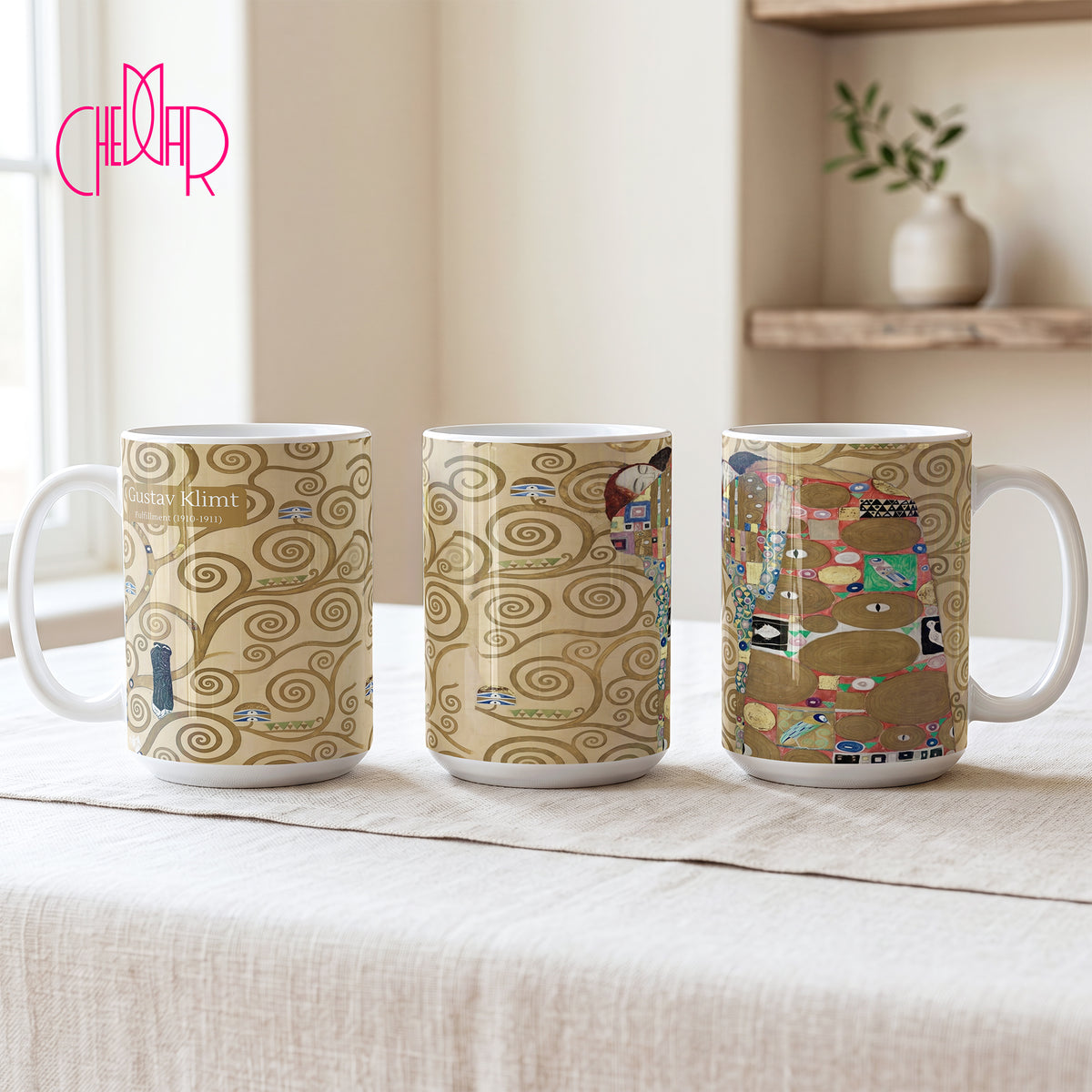 Gustav Klimt Fulfillment - Kubek Ceramiczny Artystyczny | CheddarArt
