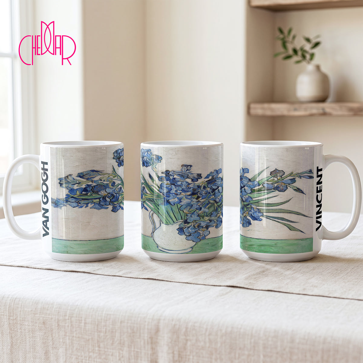 Vincent van Gogh Irises - Kubek Ceramiczny Artystyczny | CheddarArt