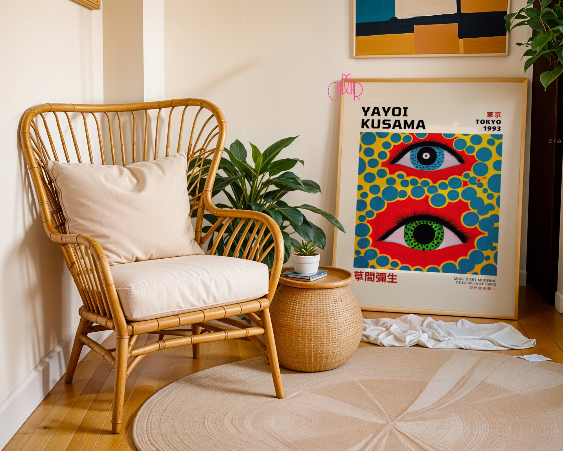 Plakat Yayoi Kusama Kolorowe oczy na czerwonym tle, Tokyo 1993