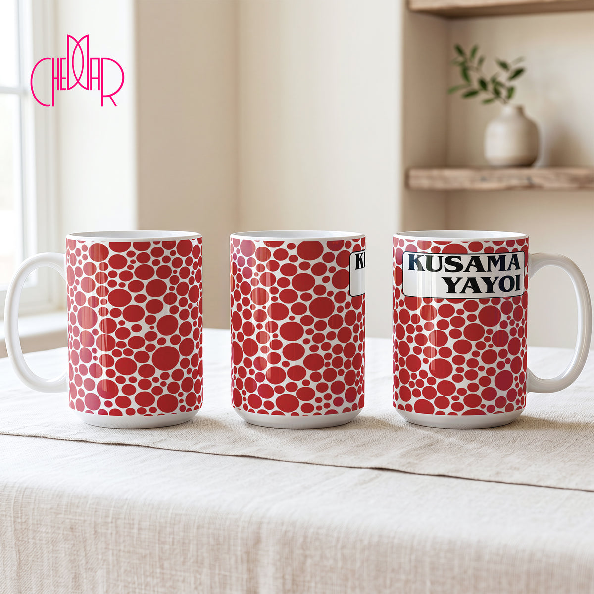 Yayoi Kusama Czerwone Kropki - Kubek Ceramiczny | CheddarArt