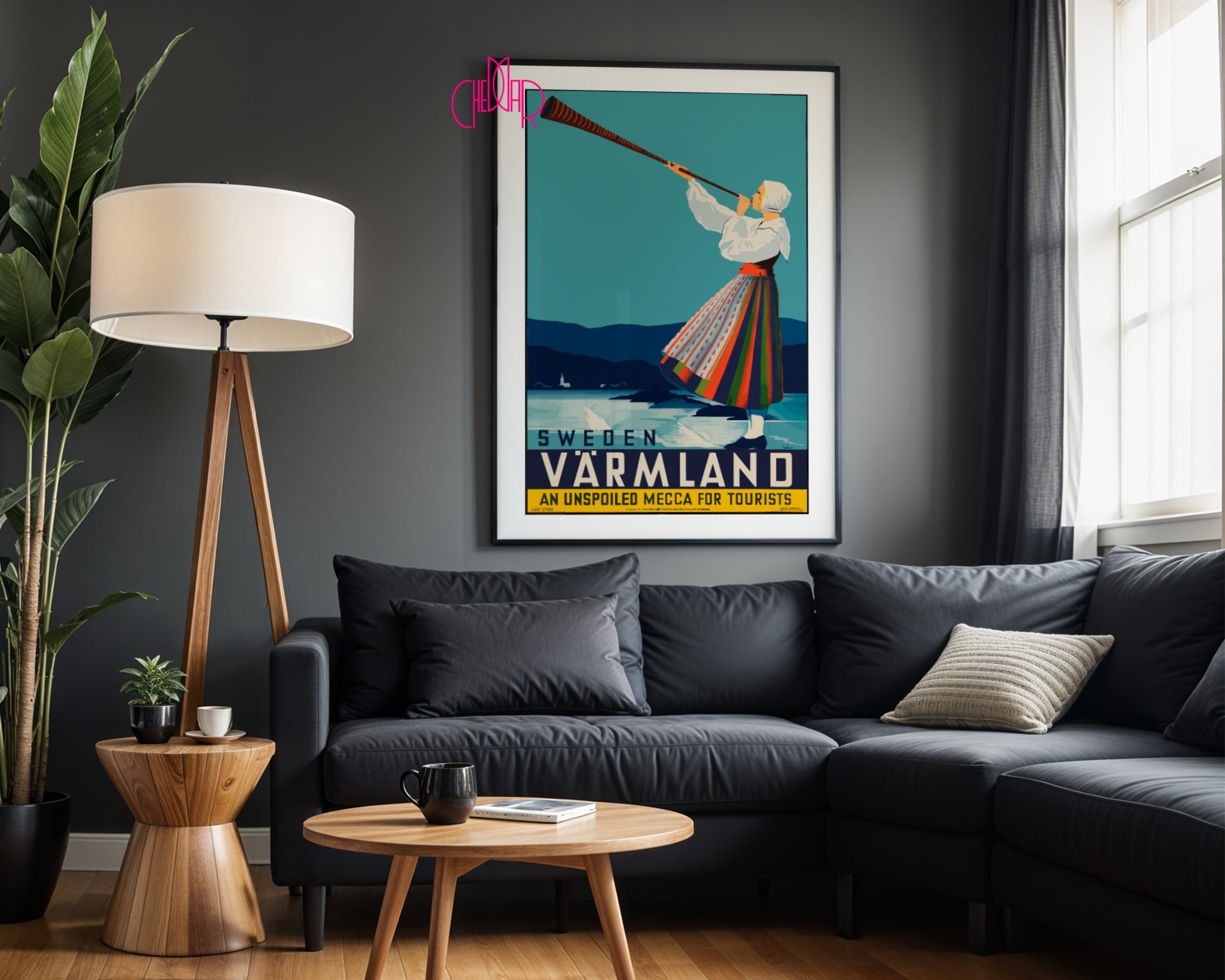 Plakat „Sweden – Värmland” – Szwecja, Vintage/Retro