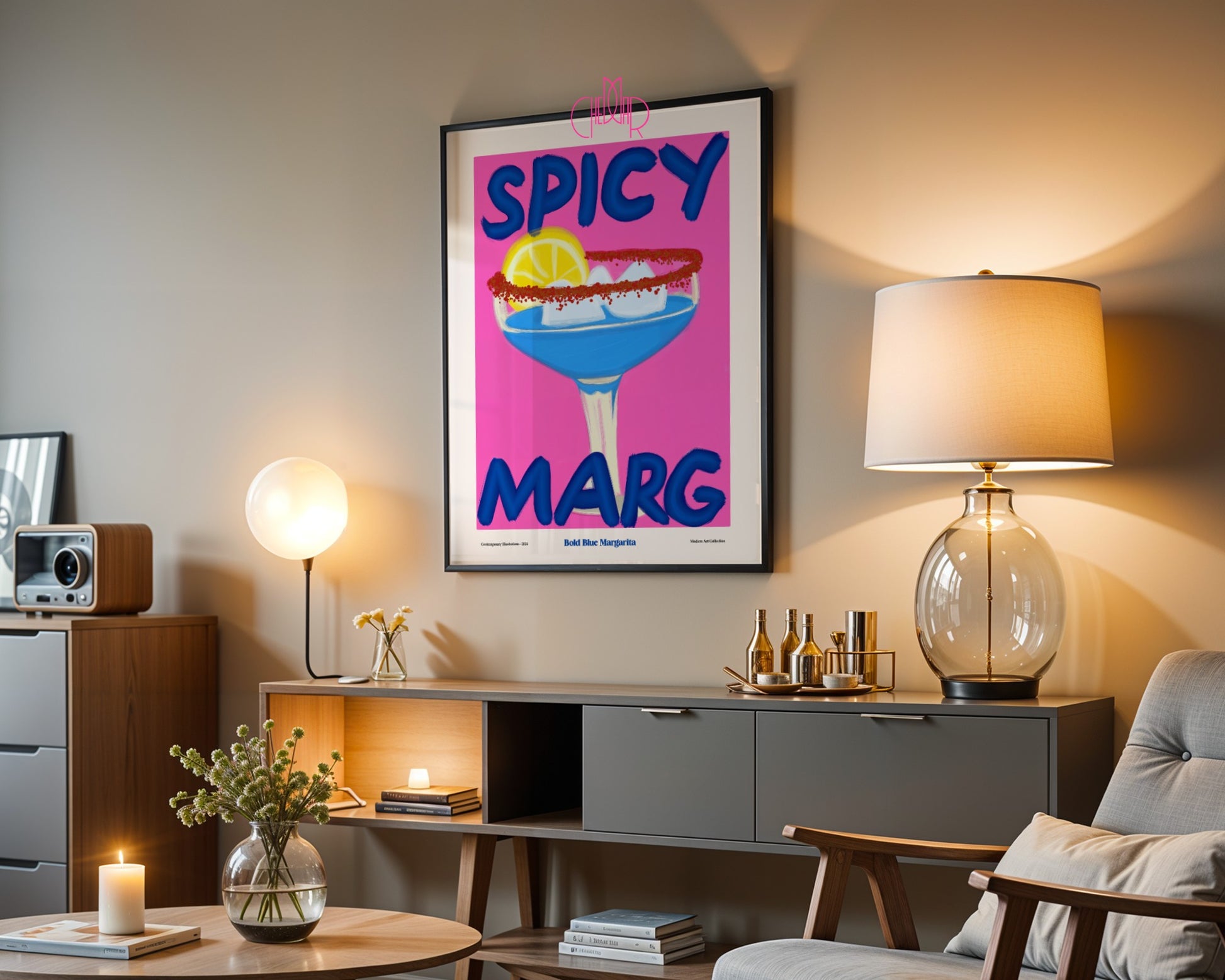 Plakat Spicy Marg,, Bold Blue Margarita, sztuka współczesna