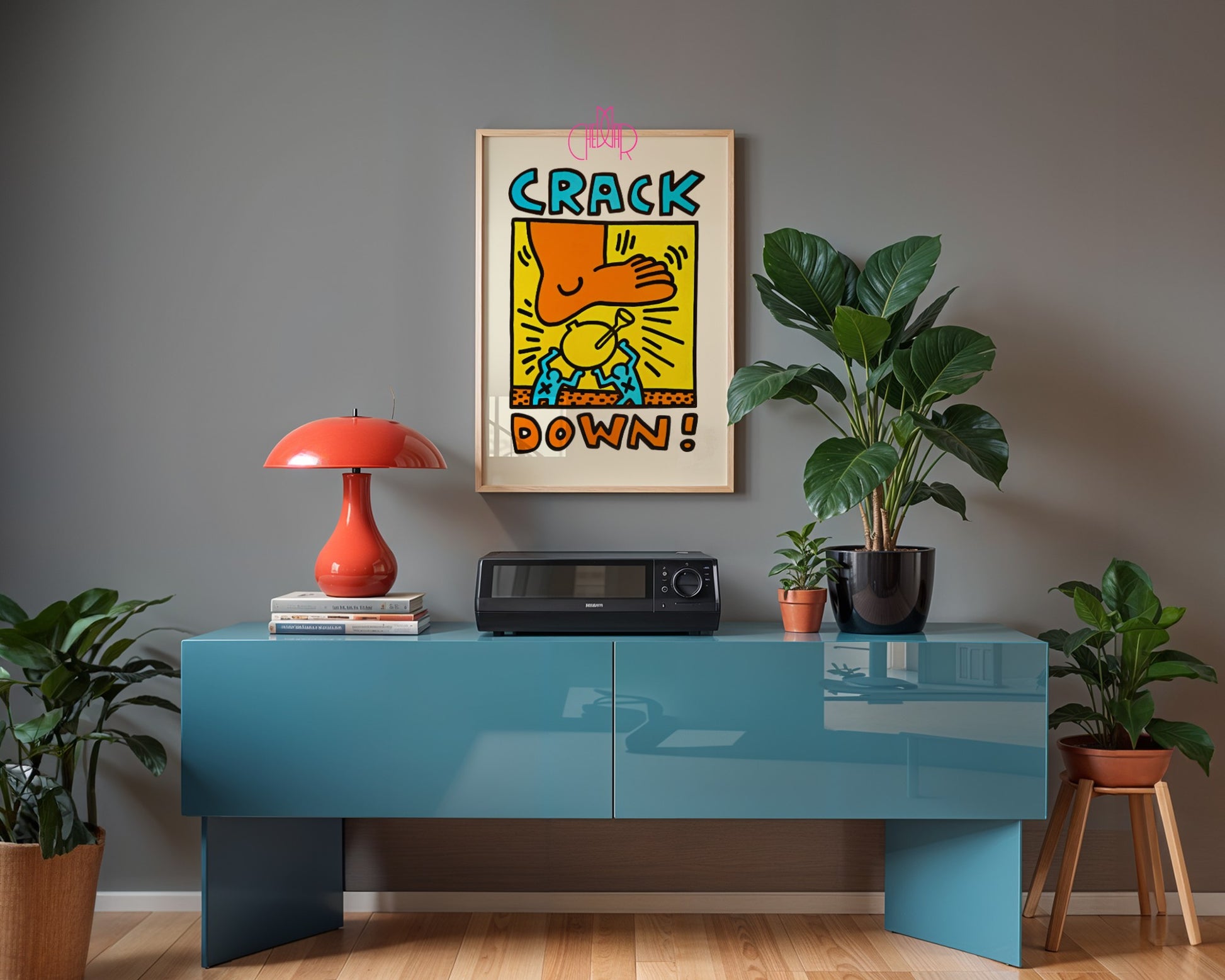 Plakat Keith Haring Crack Down 1986, street art, pop art