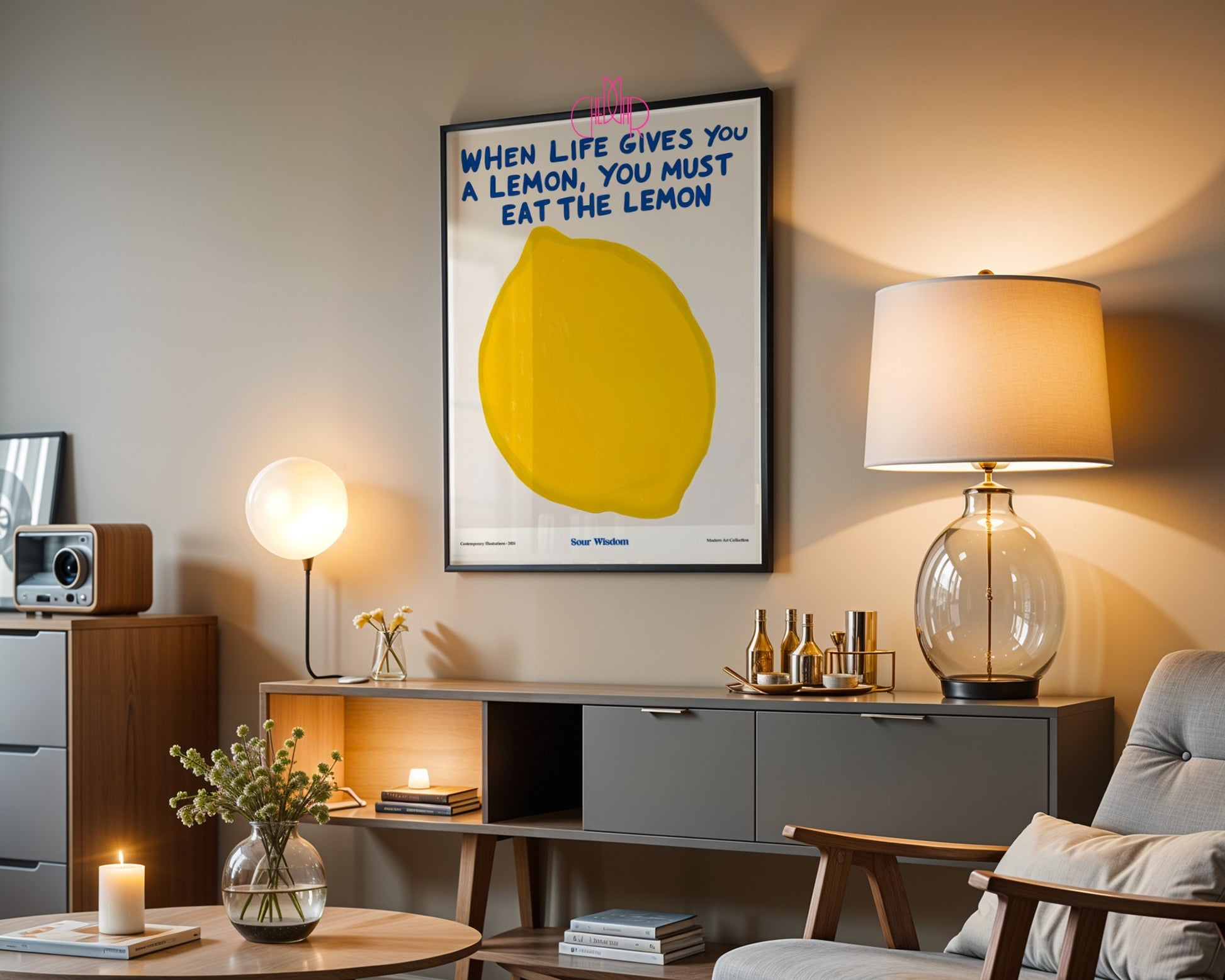 Plakat Zjedz Cytrynę, gorzka prawda, modernizm, współczesność