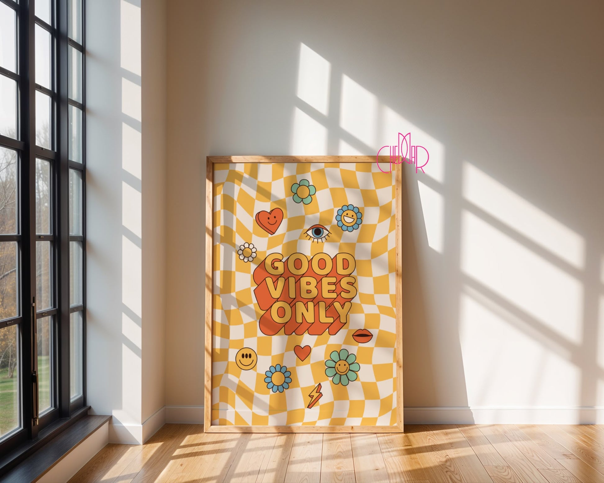 Good Vibes Only – Retro Checkered