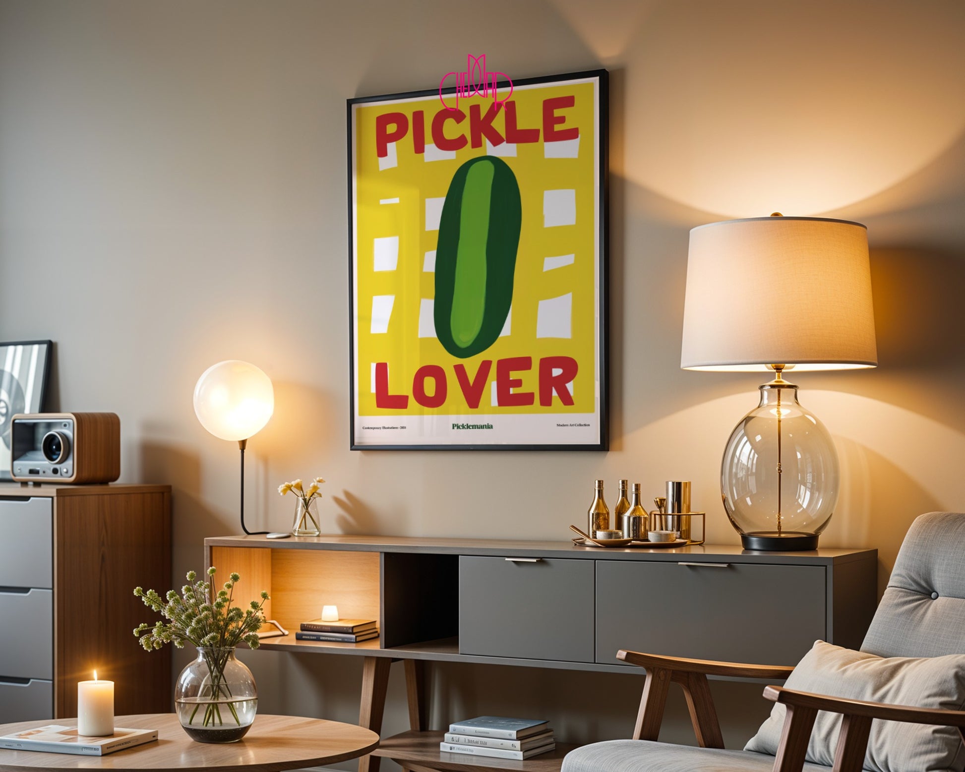 Plakat Pickle Lover, miłośnicy pikli, modernizm, sztuka współczesna,