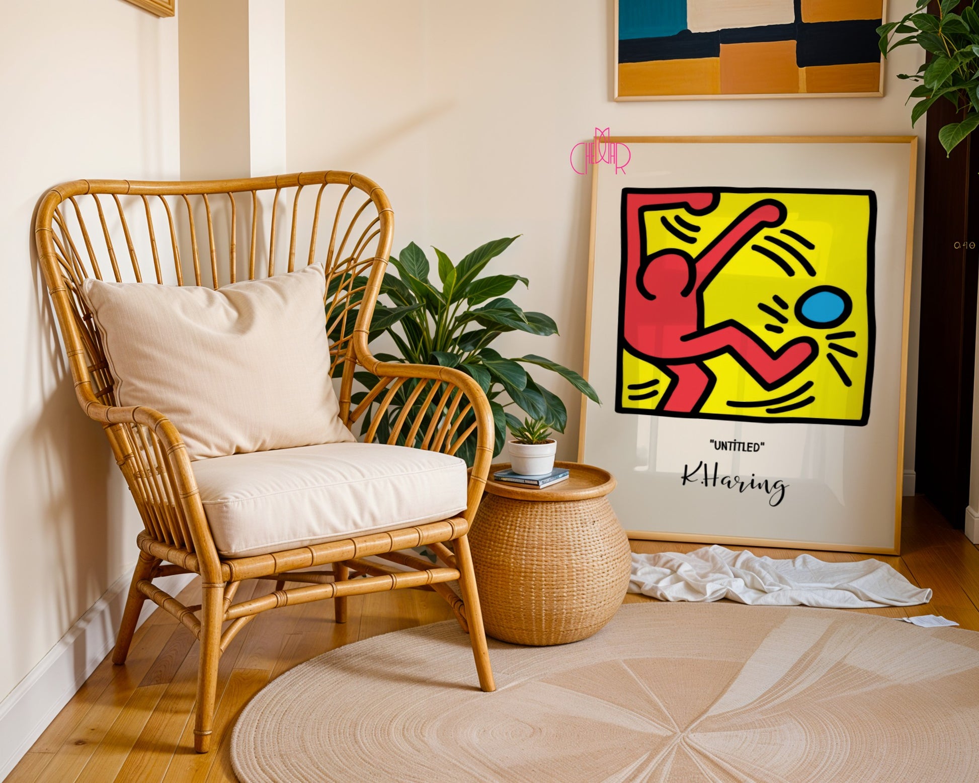Plakat Keith Haring Untitled, postać z piłką, street art, pop art