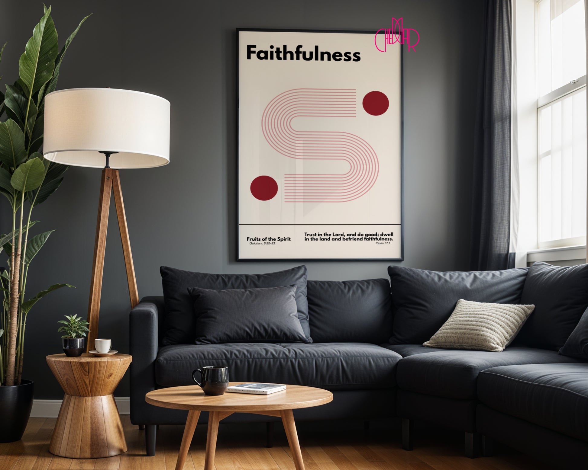 Plakat w stylu Bauhaus seria Dary Ducha Świętego- wierność.