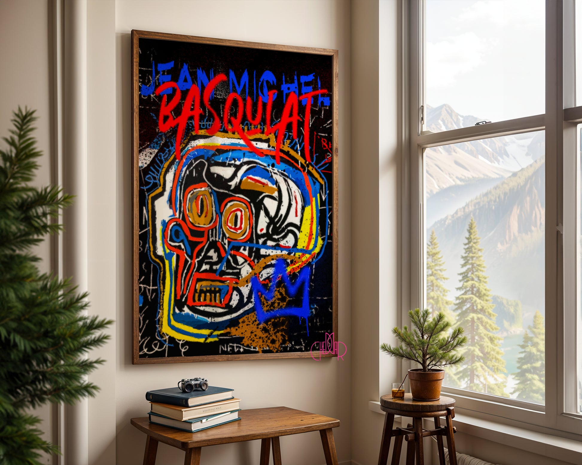 Basquiat – The Neon Skull & Blue Crown