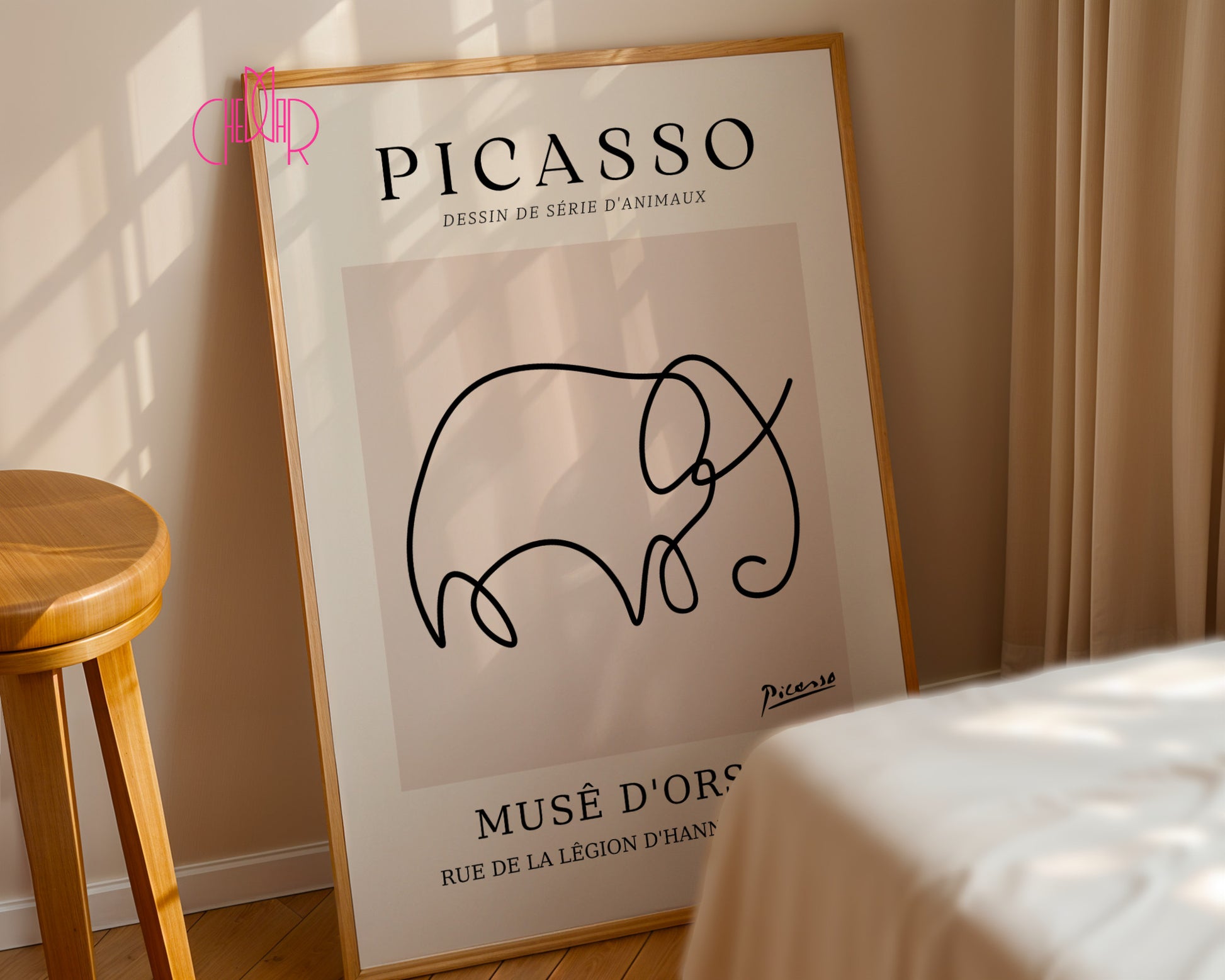 Pablo Picasso – Minimalist Elephant Line Art Exhibition Poster