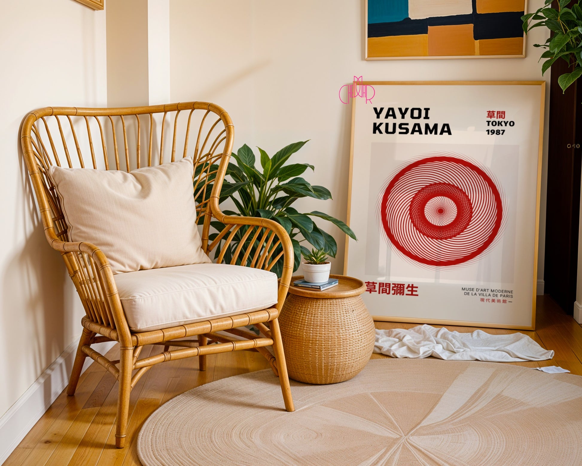 Plakat Yayoi Kusama Abstrakcyjne bordowe koło, Tokyo 1987