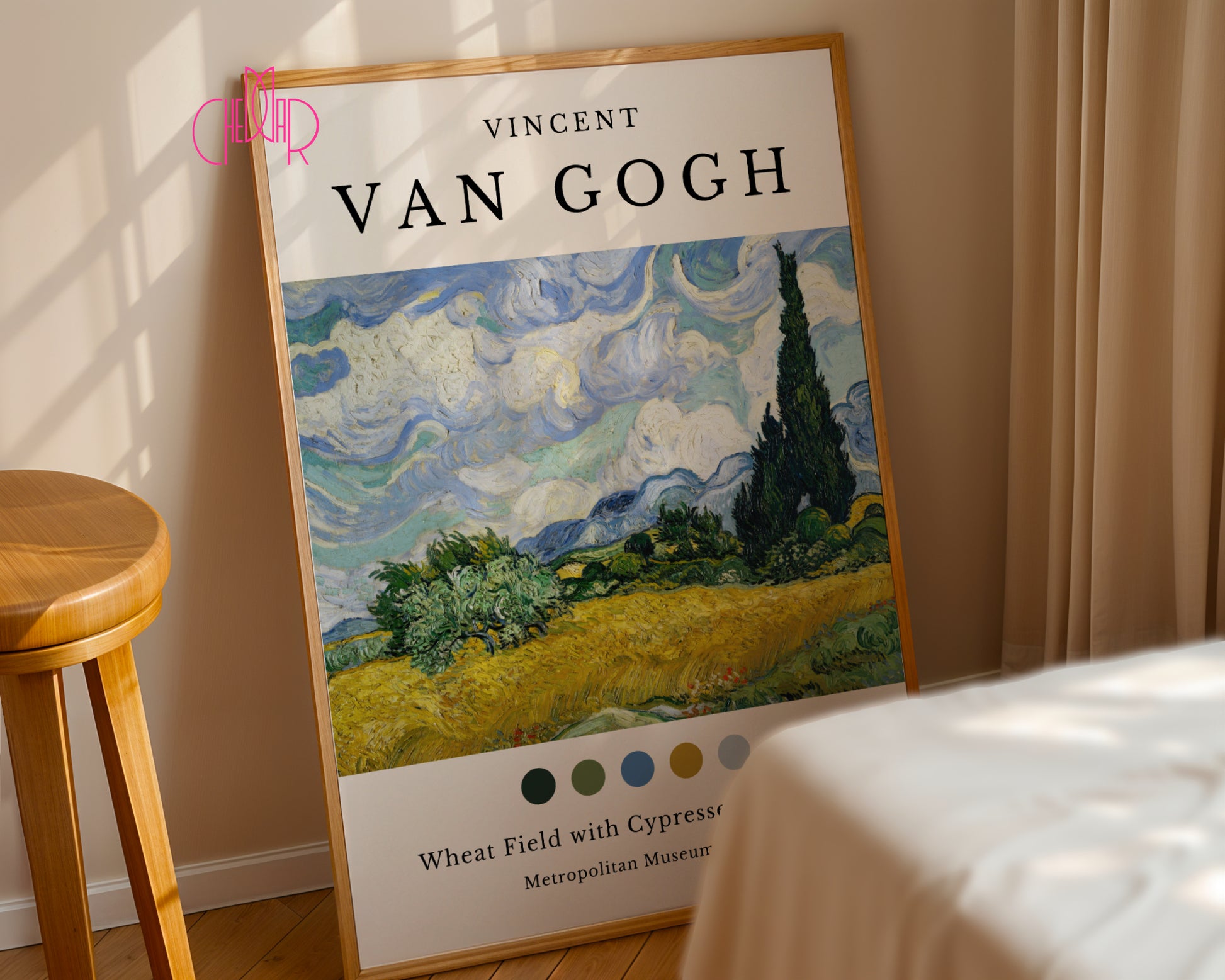 Plakat Vincent Van Gogh Pole pszenicy z Cyprysami, Nowy York