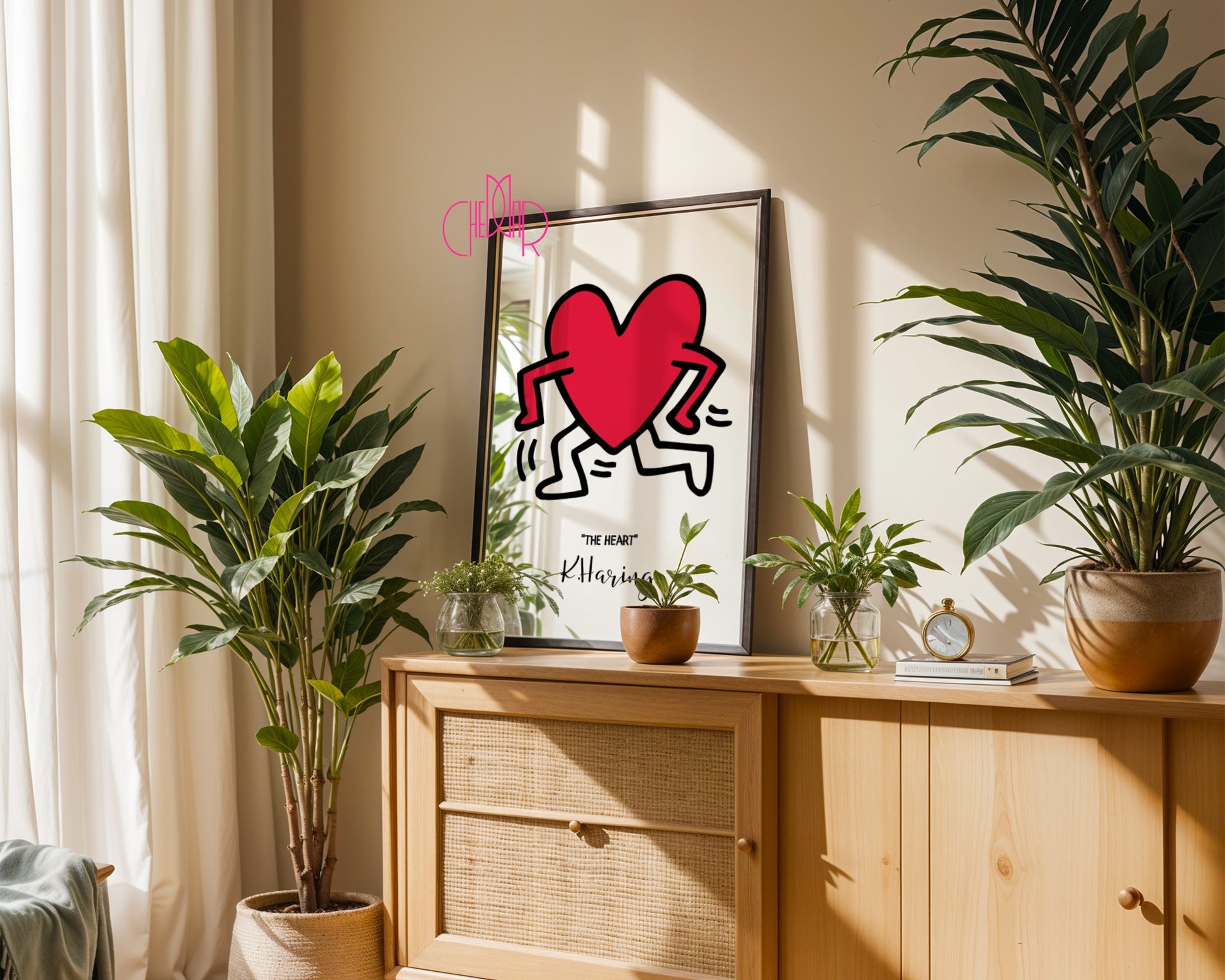 Plakat Keith Haring The Heart, serce z nogami, street art, pop art