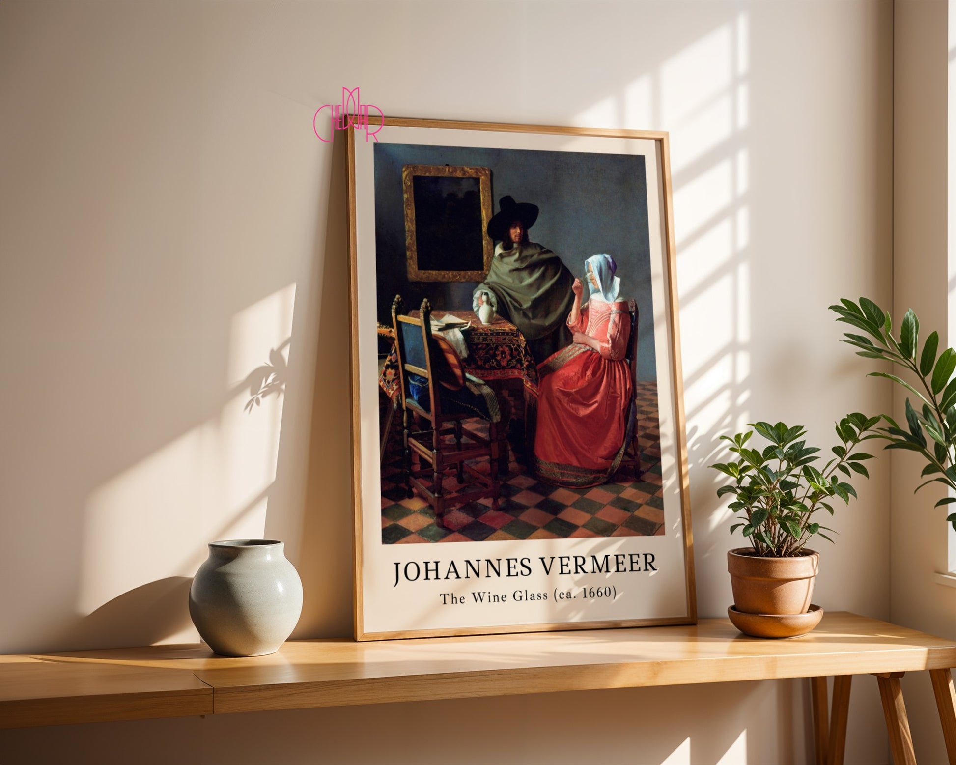 Plakat Johannes Vermeer Lampka Wina, sztuka klasyczna, Vintage