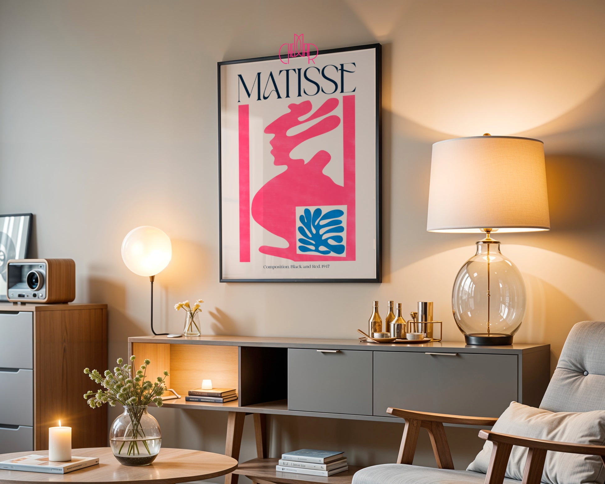 Matisse – Composition (Róż i Błękit) | Plakat Galeryjny Cut-Out