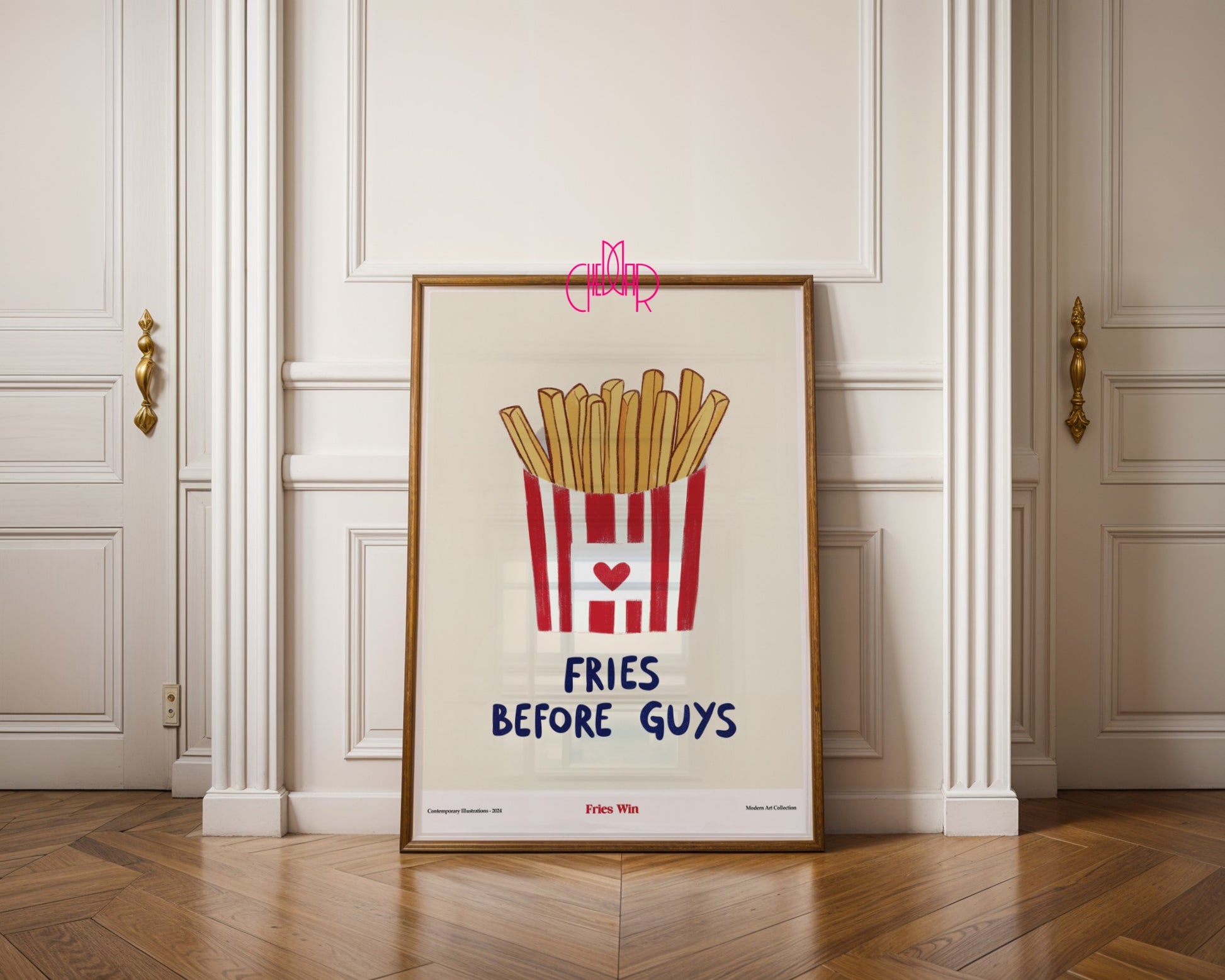 Plakat Fries Before Guys- Fries Win, sztuka współczesna, modernizm