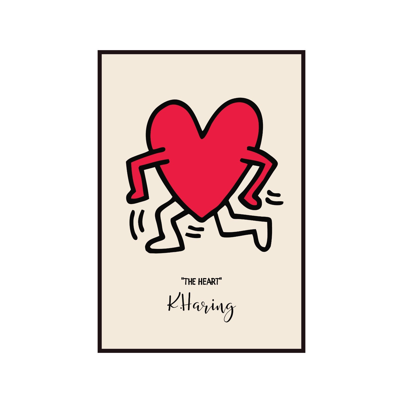 Plakat Keith Haring The Heart, serce z nogami, street art, pop art