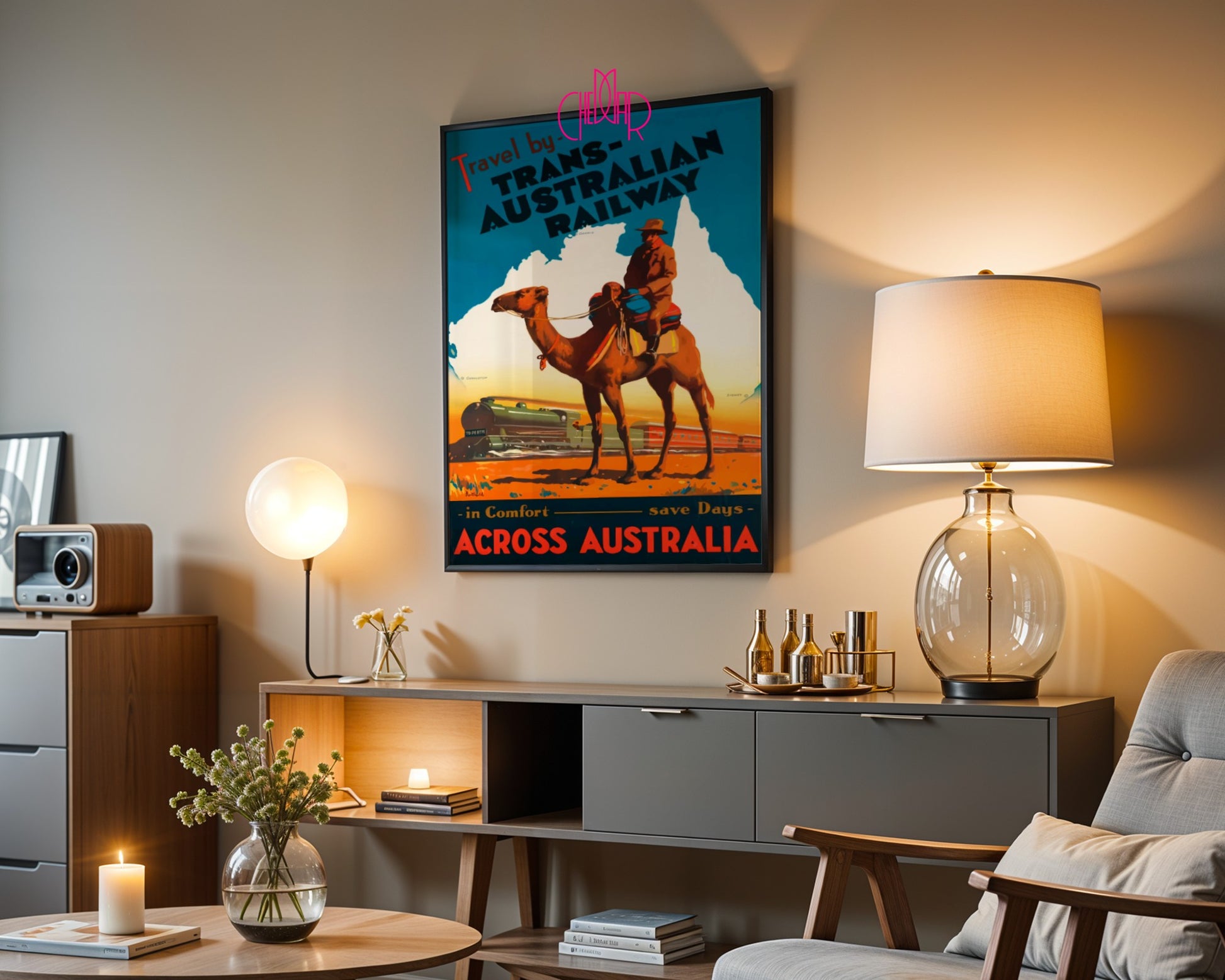 Plakat „Trans Australian Railway” – podróż przez Australię, Vintage/Retro