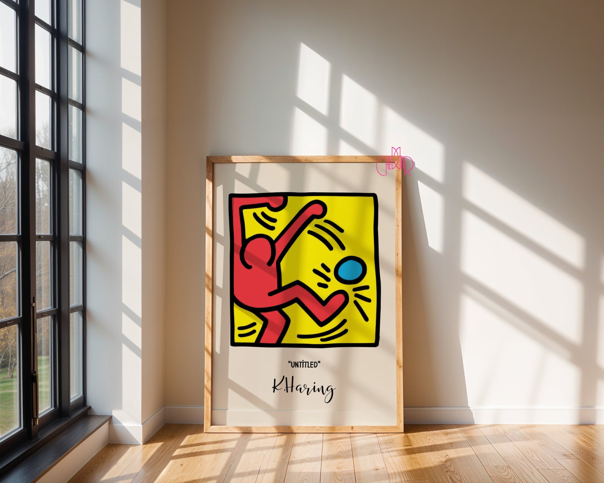 Plakat Keith Haring Untitled, postać z piłką, street art, pop art