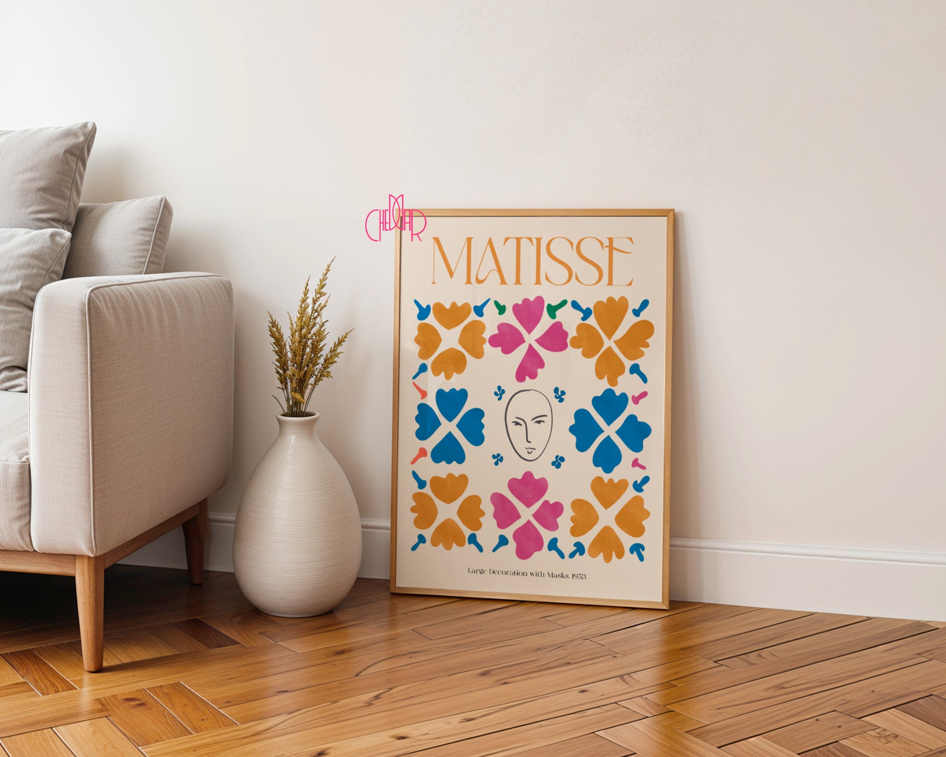 Kwiatowa Symetria: Mask & Petals – Matisse, Large Decoration with Masks