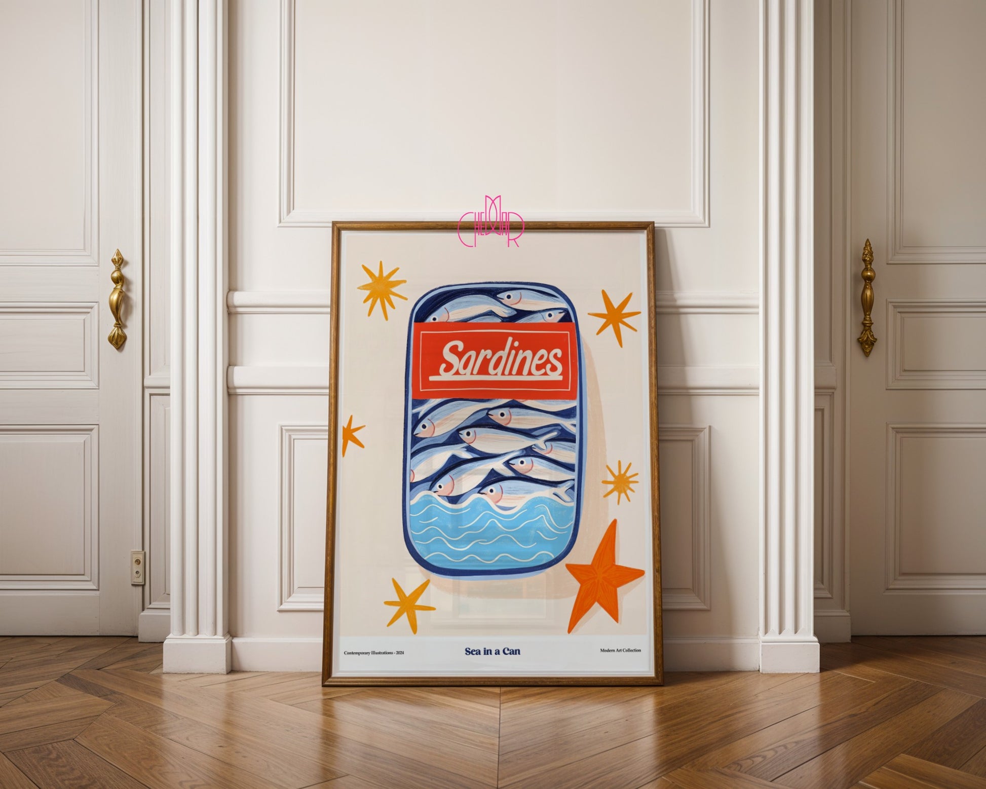 Plakat Sardynki- morze w puszce, modernizm, sztuka współczesna