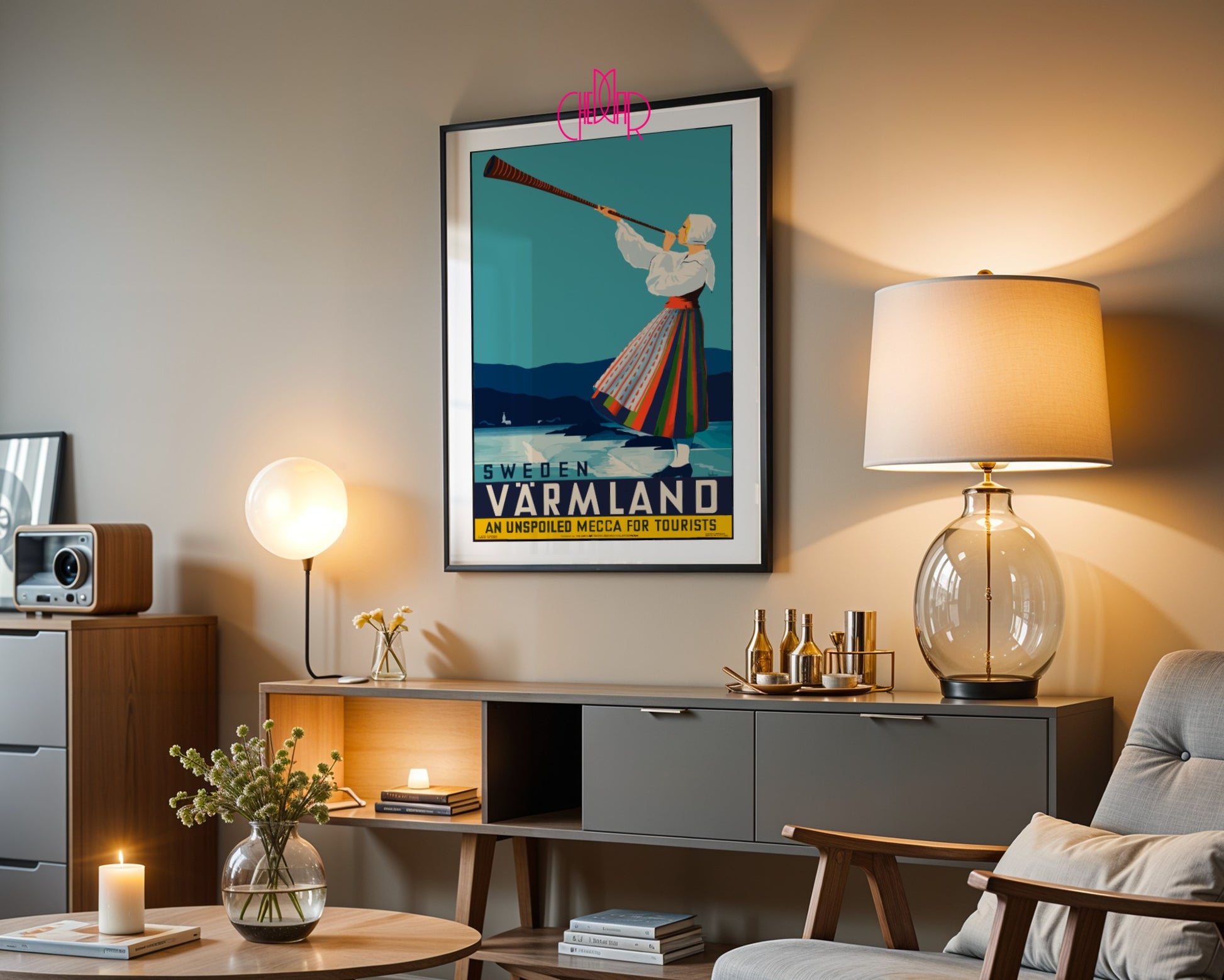 Plakat „Sweden – Värmland” – Szwecja, Vintage/Retro